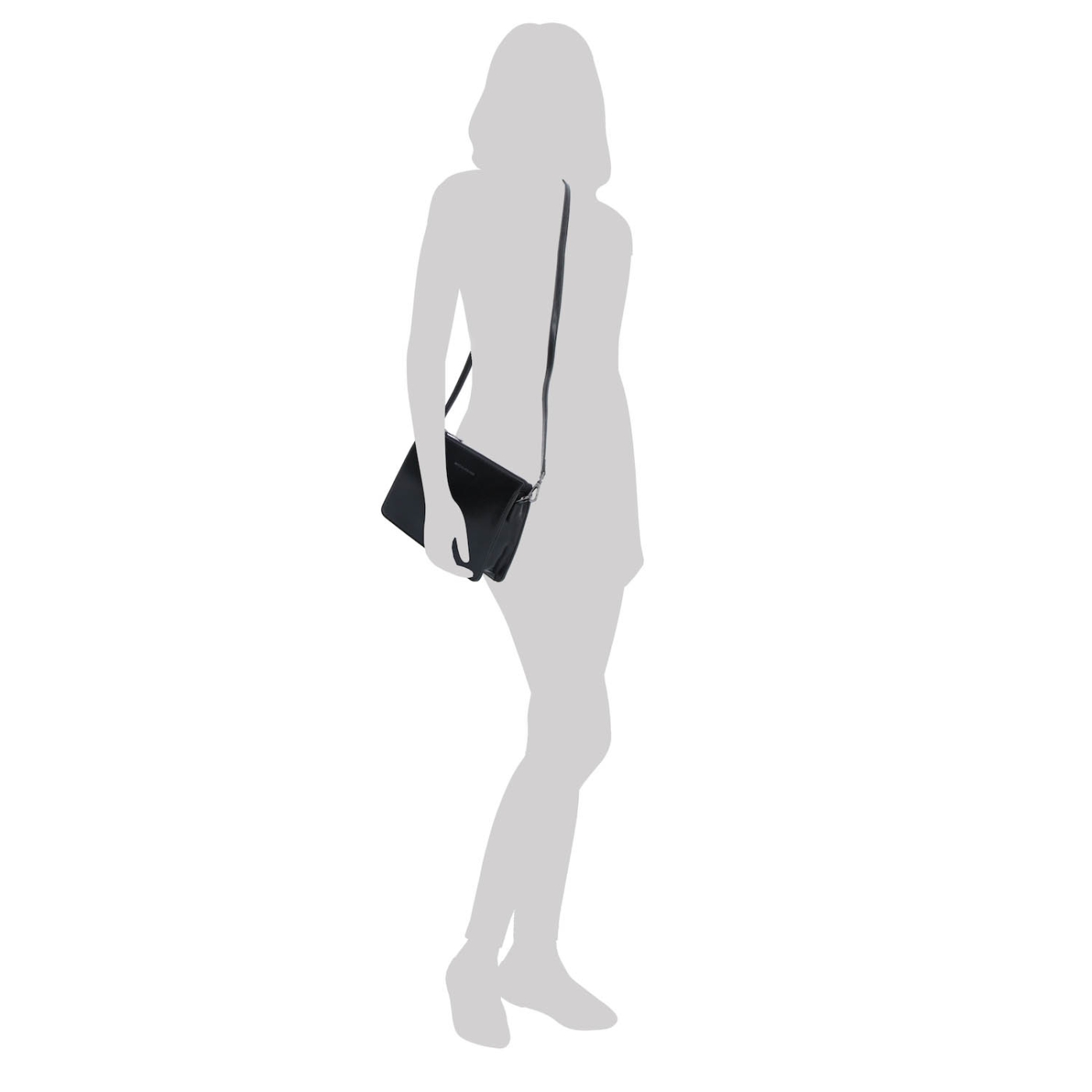 Malá kožená crossbody kabelka Noelia Bolger materiál kože zapínanie na zips farba čierna veľkosť malá NB 0046 C Na postave