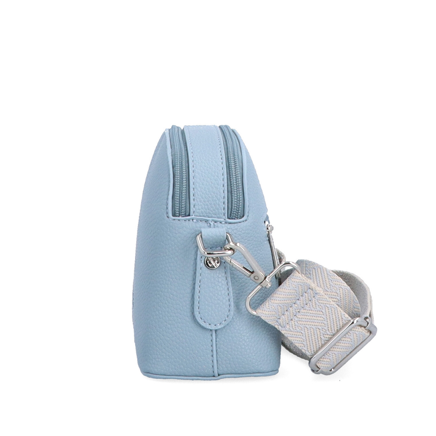 Malá crossbody kabelka so širokým popruhom Carmelo materiál syntetická koža zapínanie na zips farba modrá veľkosť malá 4355 SM Z boku