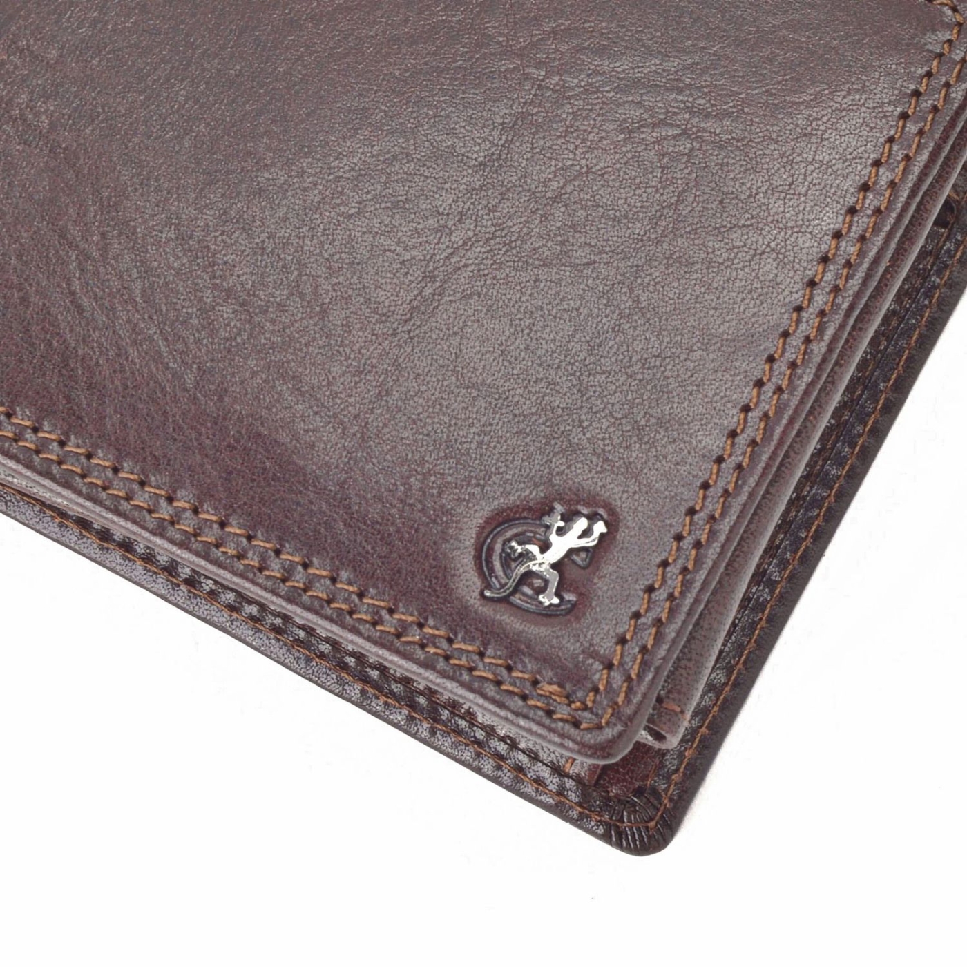 Kožená peňaženka na šírku Cosset materiál kože zapínanie Bez zapínania farba hnedá veľkosť malá 4488 Komodo H Logo