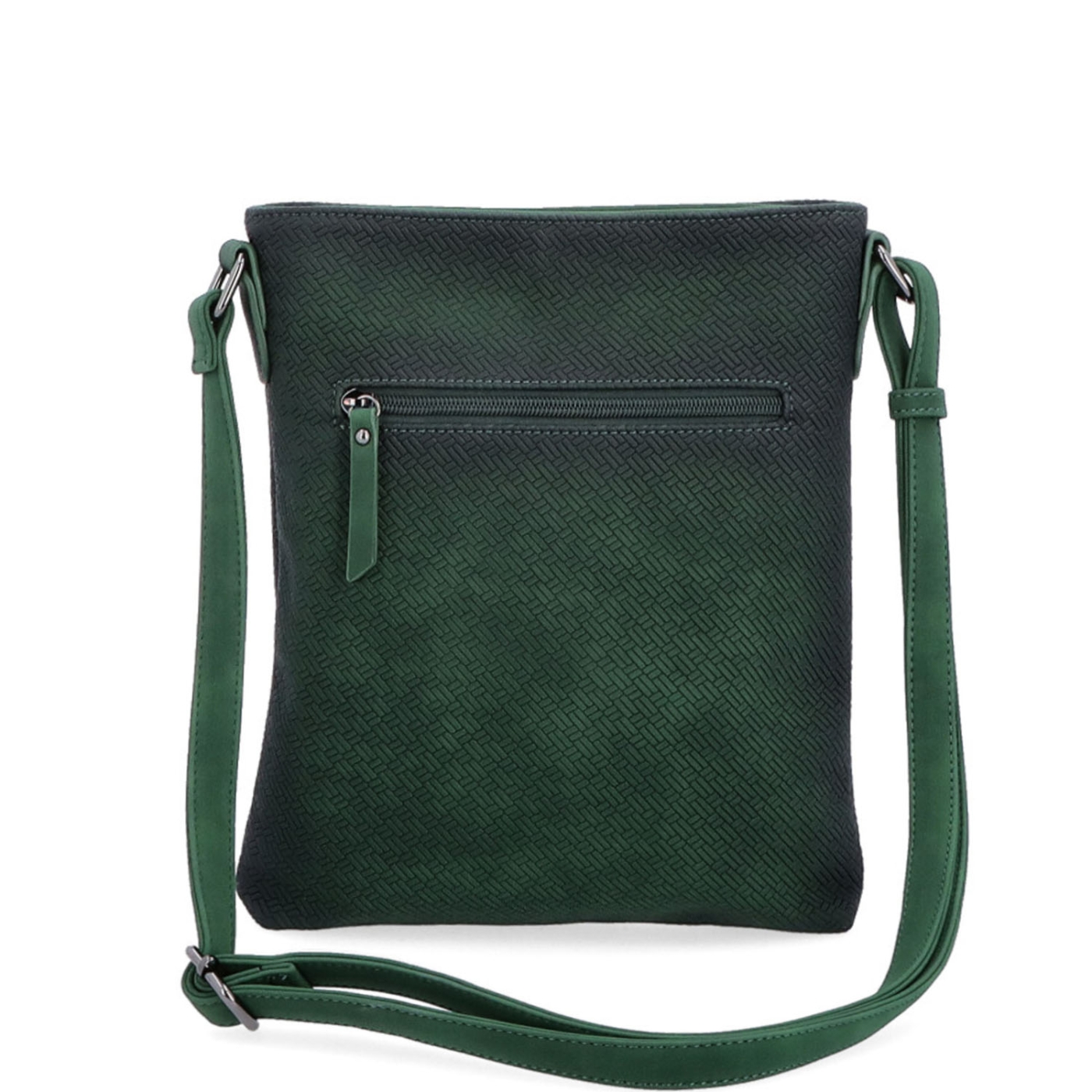 Crossbody s čistým dizajnom Indee materiál syntetická koža zapínanie na zips farba zelená veľkosť malá 6316 TZE Zozadu