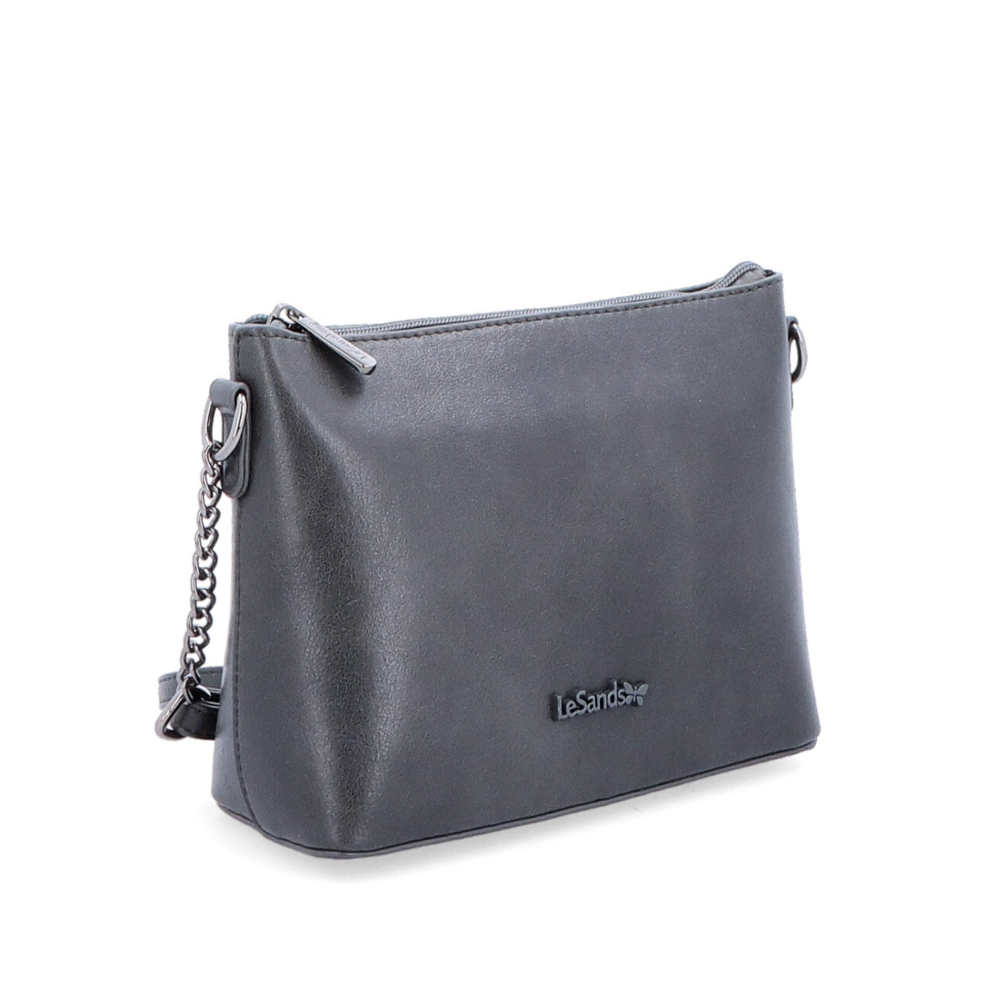 Spoločenská crossbody kabelka s retiazkou Le Sands materiál syntetická koža zapínanie na zips farba sivá veľkosť malá 7708 TS