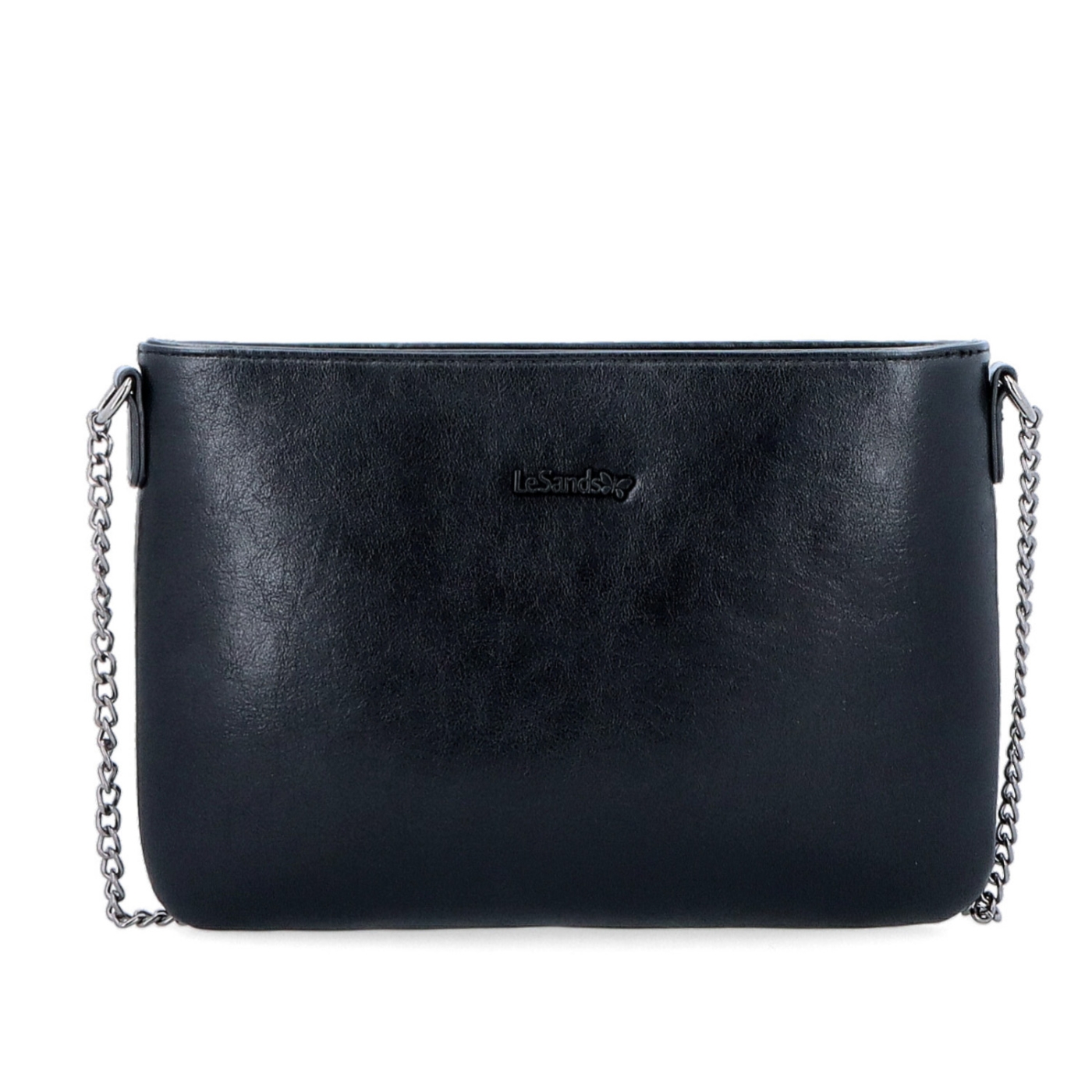 Elegantná crossbody kabelka s retiazkou Le Sands materiál syntetická koža zapínanie na zips farba čierna veľkosť malá 7707 C Spredu