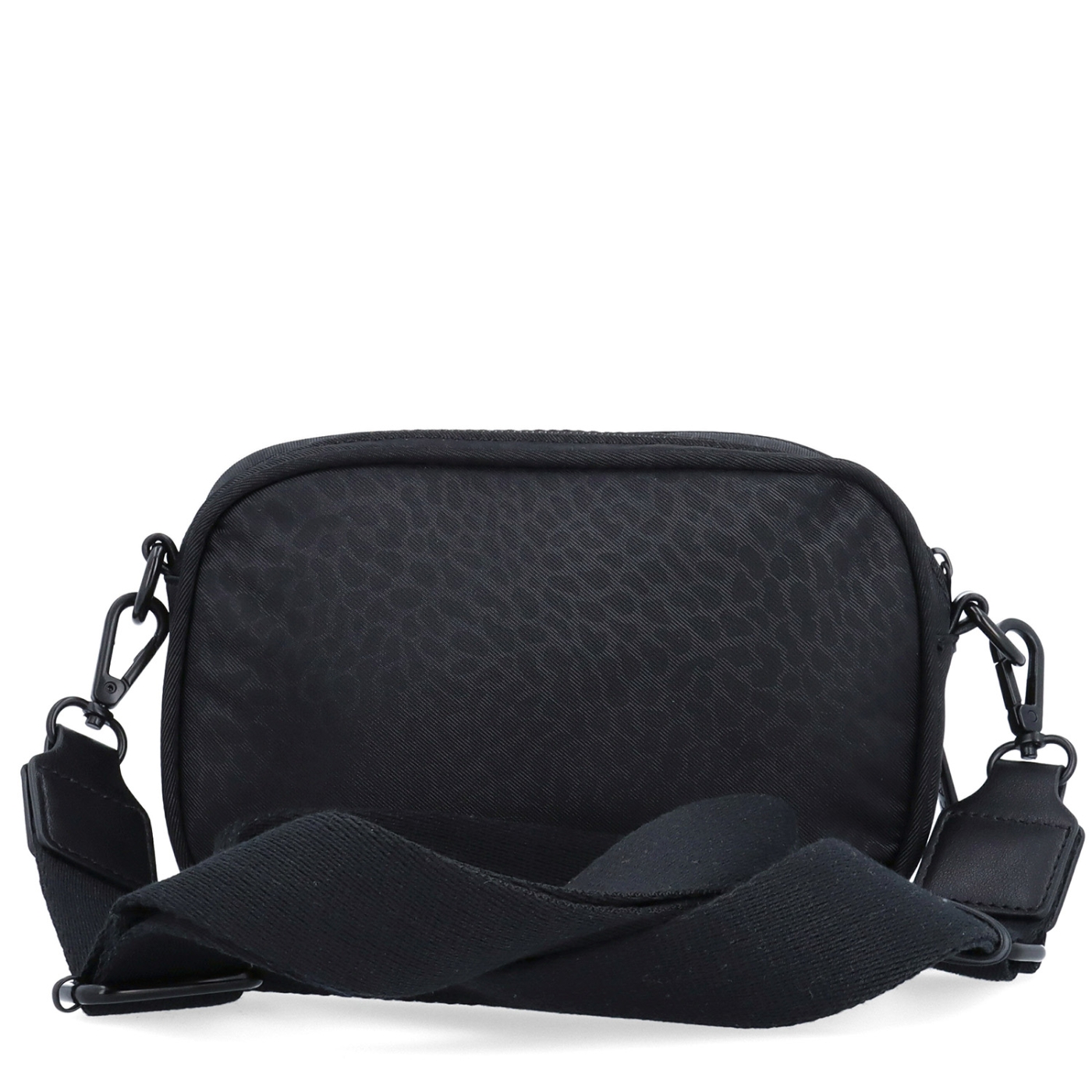 Nylonová crossbody kabelka so širokým popruhom a predným vreckom Carmelo materiál nylon zapínanie na zips farba čierná veľkosť malá 6613 C LE Zozadu