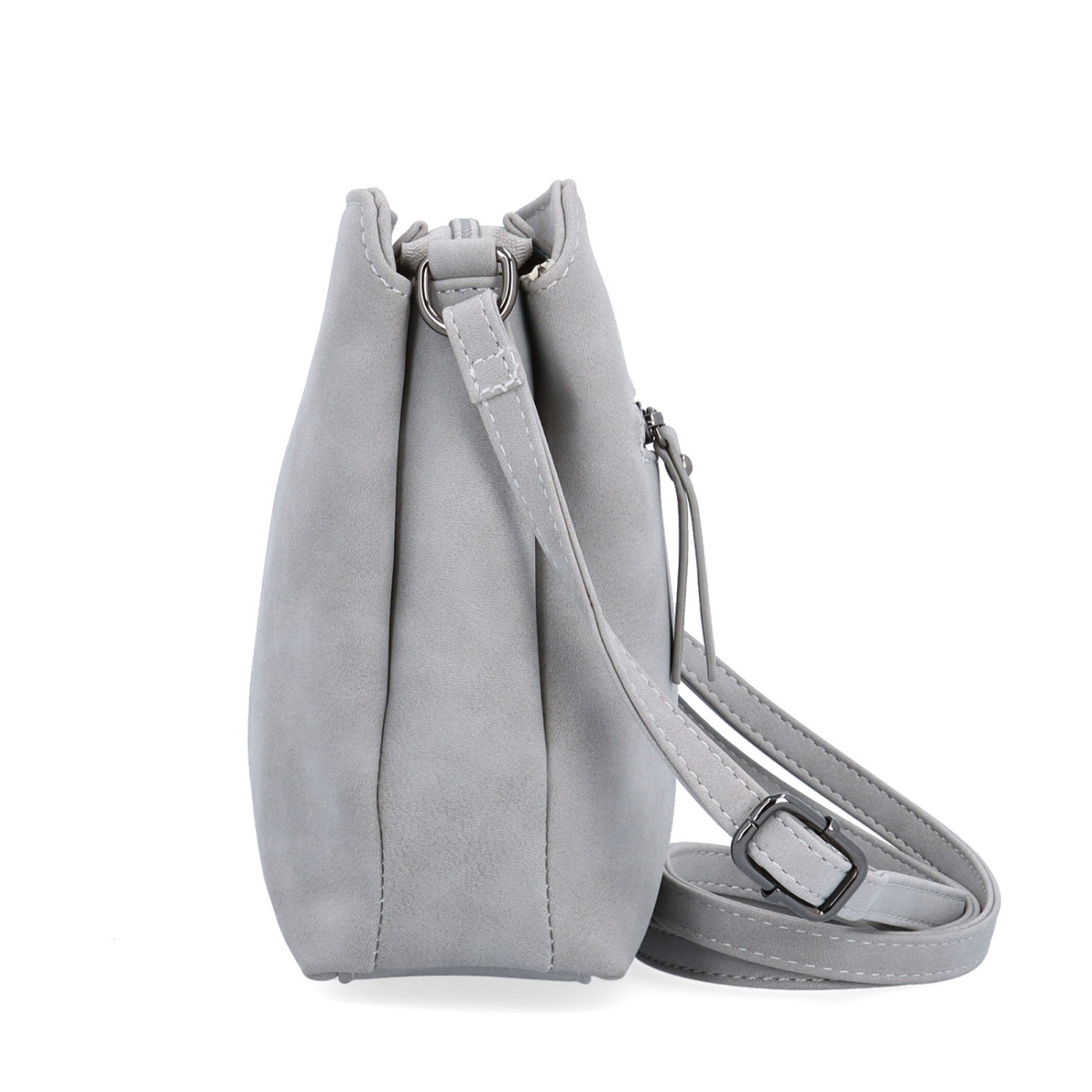 Praktická crossbody kabelka so štruktúrovaným vnútrom Tangerin materiál syntetická koža zapínanie na zips farba sivá veľkosť malá 1117 SS Z boku