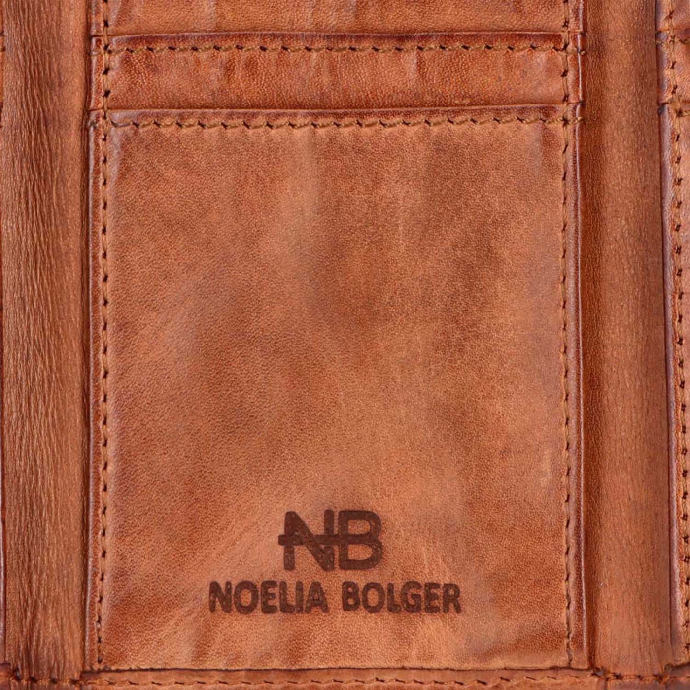 Minimalistická kožená peňaženka s prešívaním Noelia Bolger materiál kože zapínanie na cvok farba koňaková veľkosť malá 5129 NB KO Logo