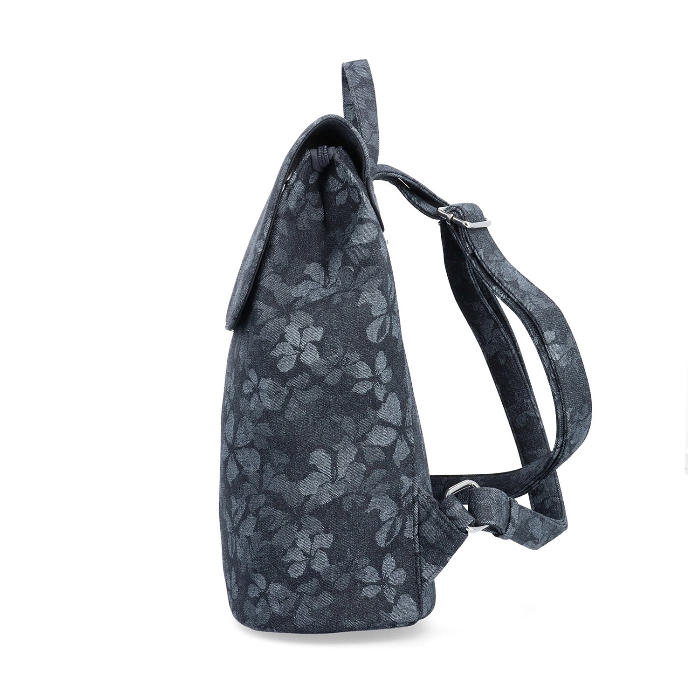 Mestský batoh s klopou a kvetinovým vzorom Carmelo materiál syntetická koža zapínanie na zips farba čierna veľkosť stredná 4600 C Z boku