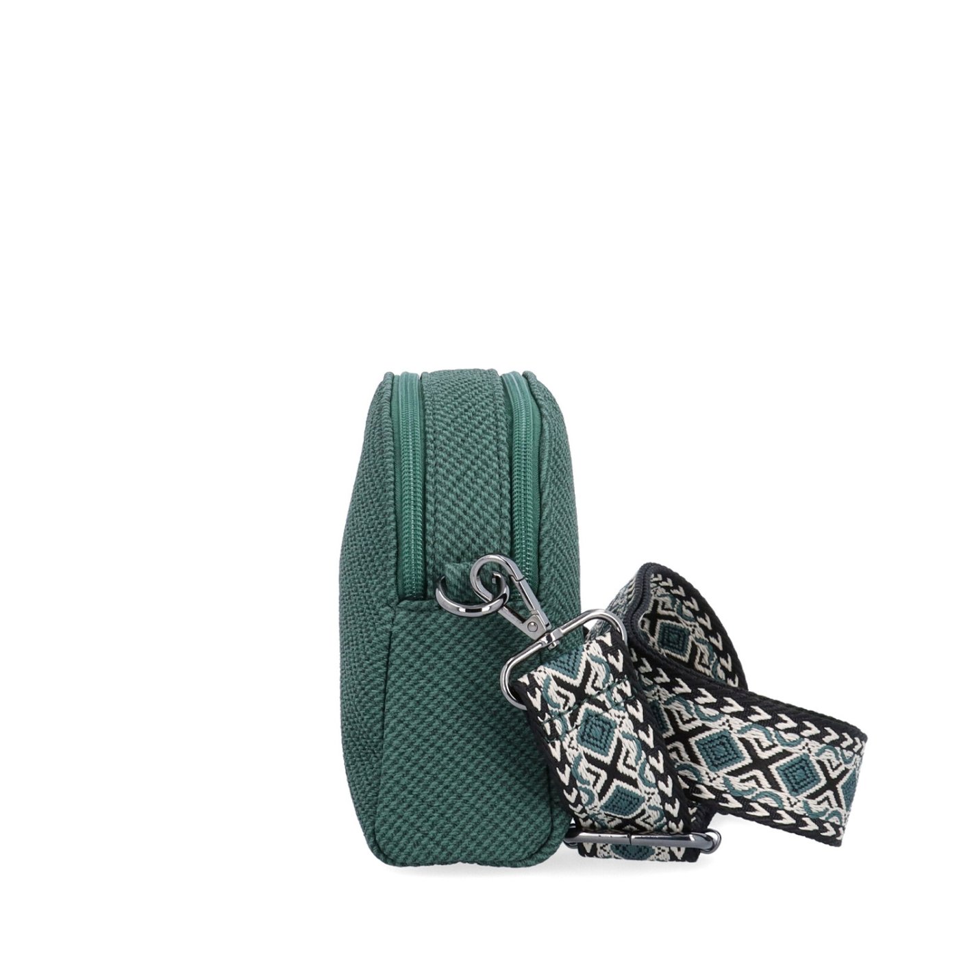 Štýlová crossbody kabelka s textúrovaným povrchom Tangerin materiál syntetická koža zapínanie na zips farba zelená veľkosť malá 4365 ZE Z boku