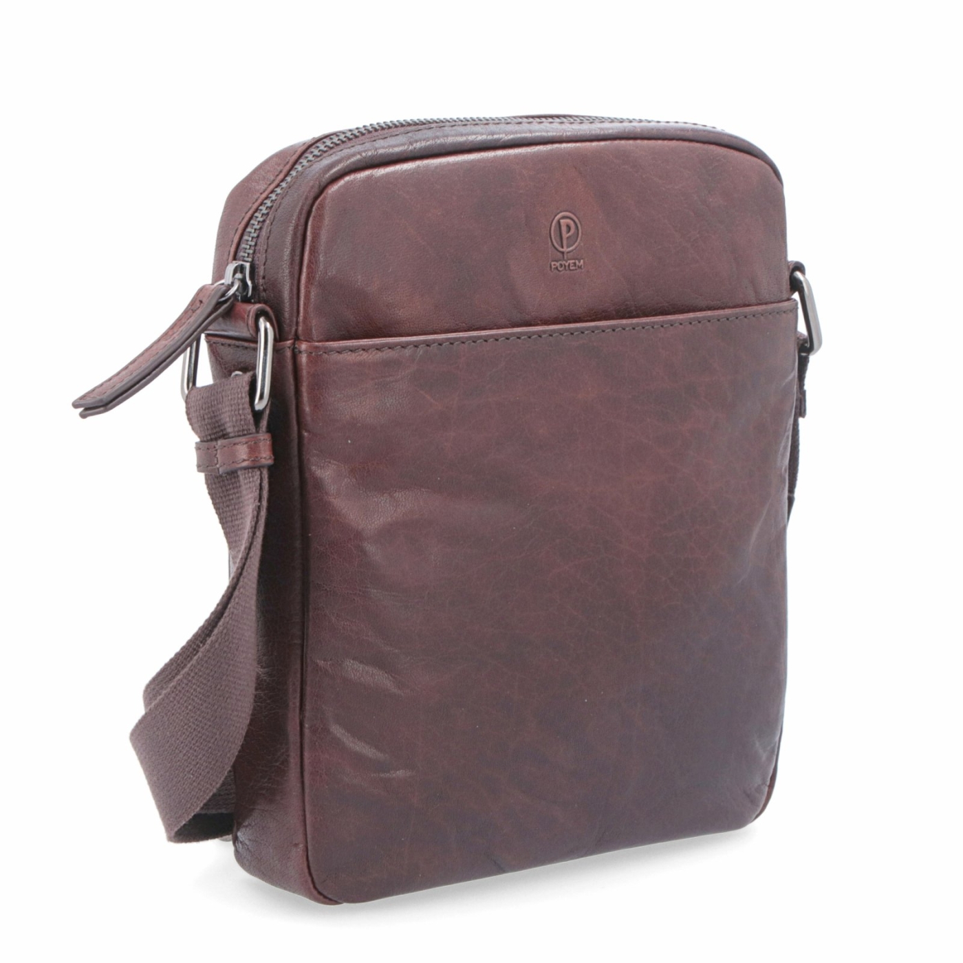 Kožená crossbody taška Poyem materiál kože farba hnedá veľkosť malá 2200 Poyem H