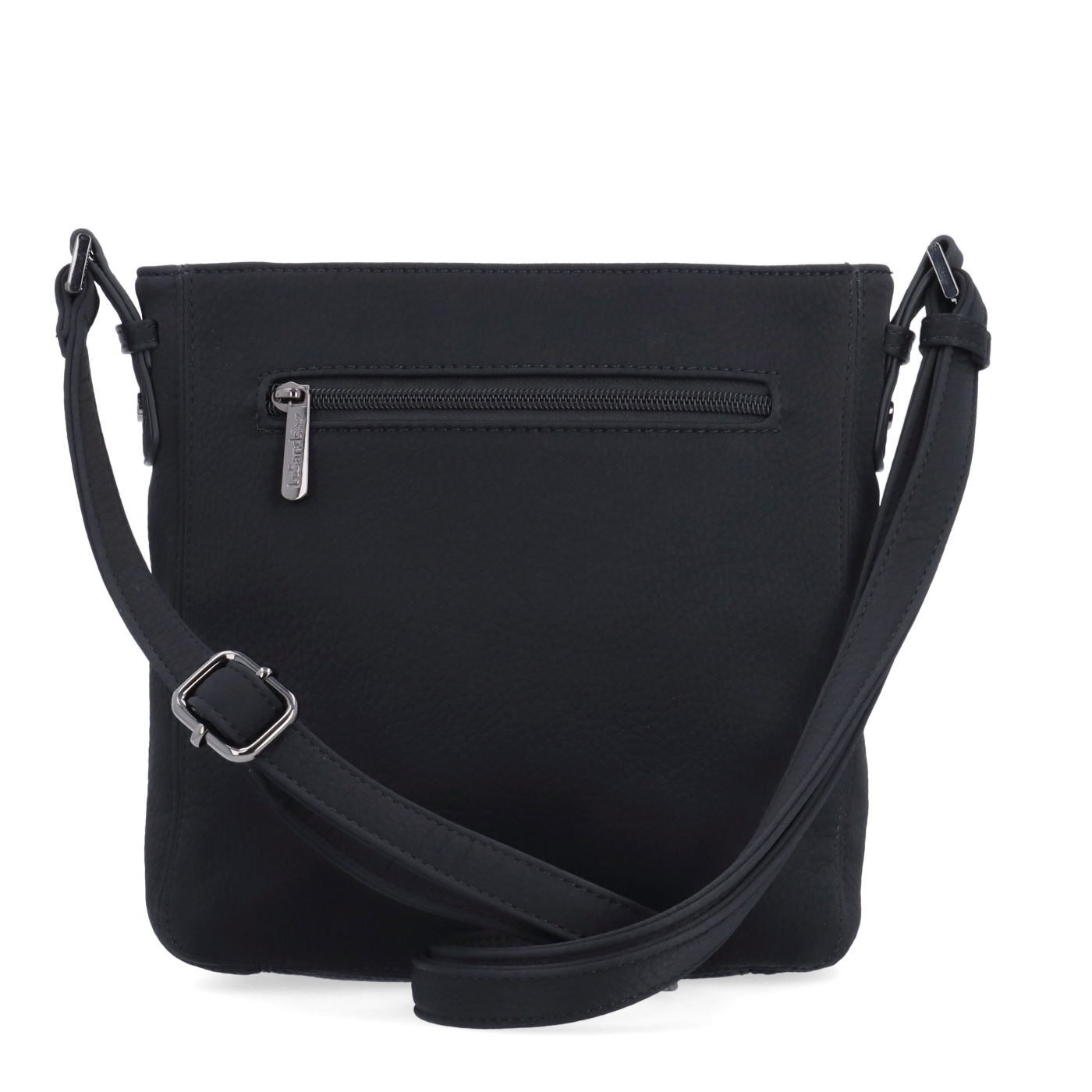 Praktická crossbody kabelka s predným vreckom Le Sands materiál syntetická koža zapínanie na zips farba čierna veľkosť stredná 4653 C Zozadu
