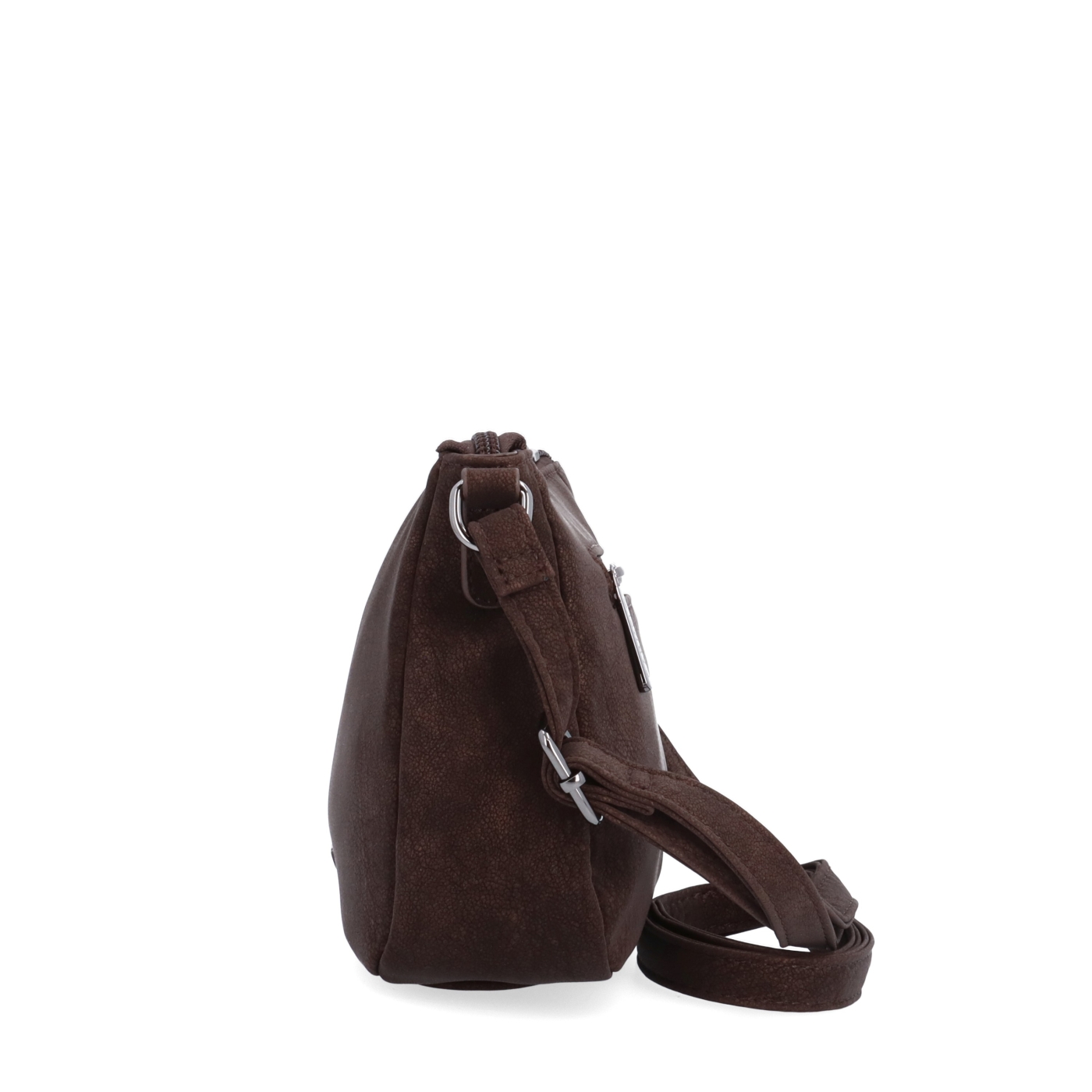 Elegantná malá crossbody kabelka Carmelo materiál syntetická koža zapínanie na zips farba hnedá veľkosť malá 4666 H Z boku