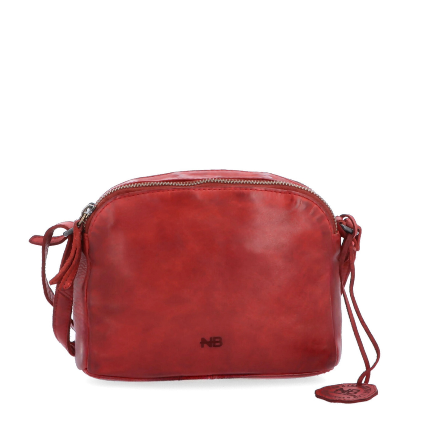 Kvalitná kožená crossbody kabelka Noelia Bolger materiál kože zapínanie na zips farba červená veľkosť malá NB 2408 CV Spredu