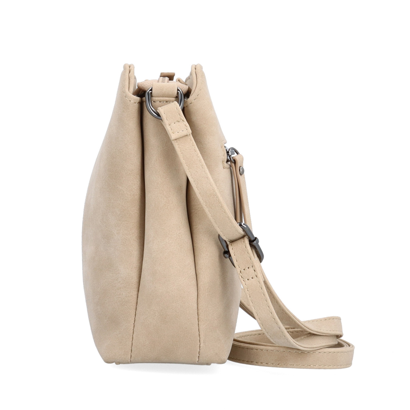 Praktická crossbody kabelka so štruktúrovaným vnútrom Tangerin materiál syntetická koža zapínanie na zips farba béžová veľkosť malá 1117 BE Z boku