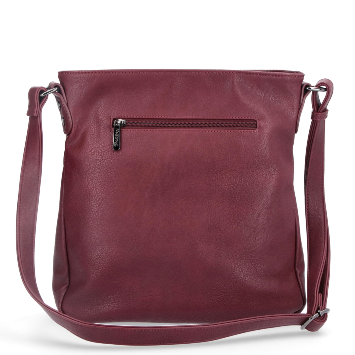 Crossbody kabelka s jednoduchým prešívaním Tangerin materiál syntetická koža zapínanie na zips farba vínová veľkosť stredná 8003 BO Zozadu