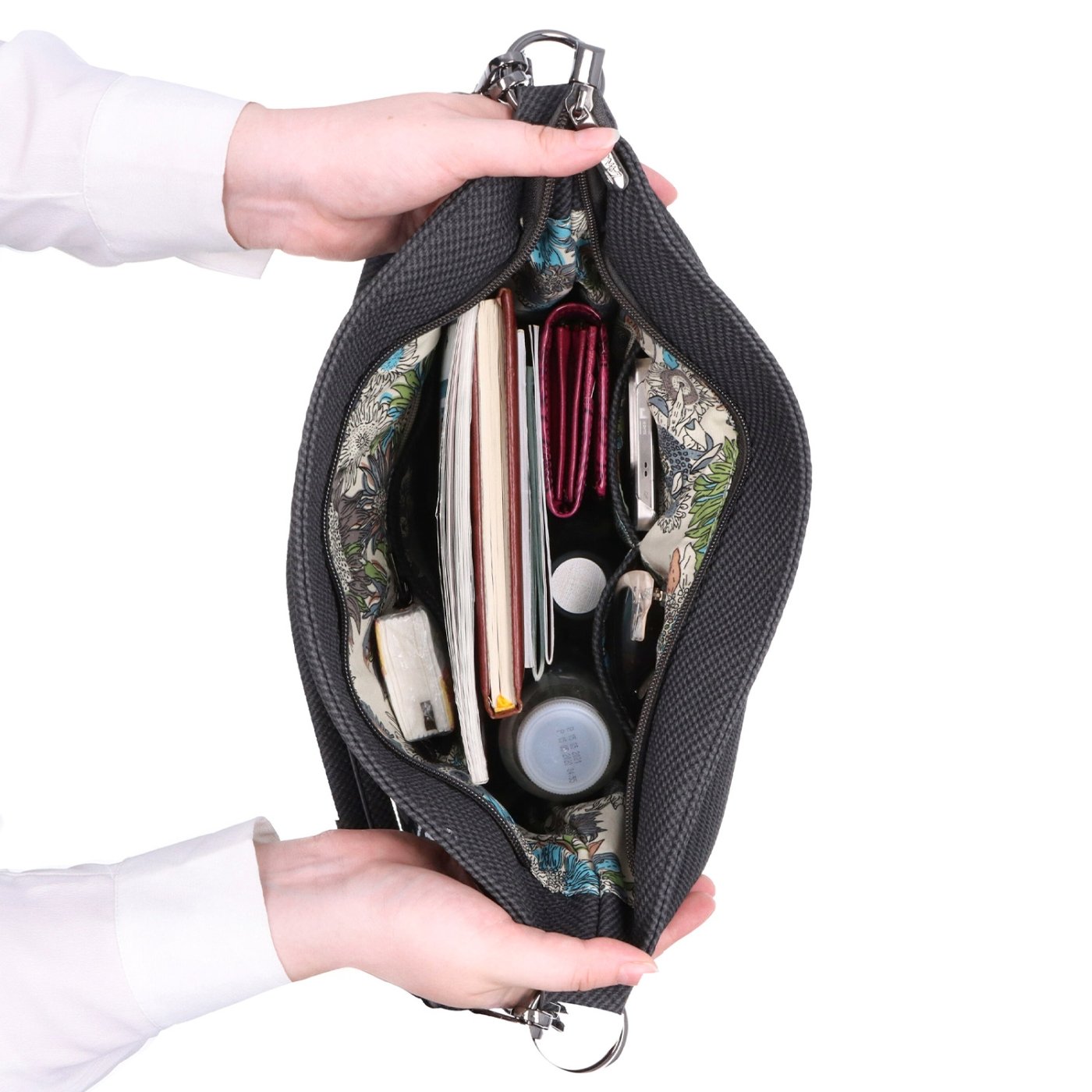 Mestská kabelka v štýle hobobag s odnímateľným popruhom Tangerin materiál syntetická koža zapínanie na zips farba sivá veľkosť stredná 4367 ANT Vnútro