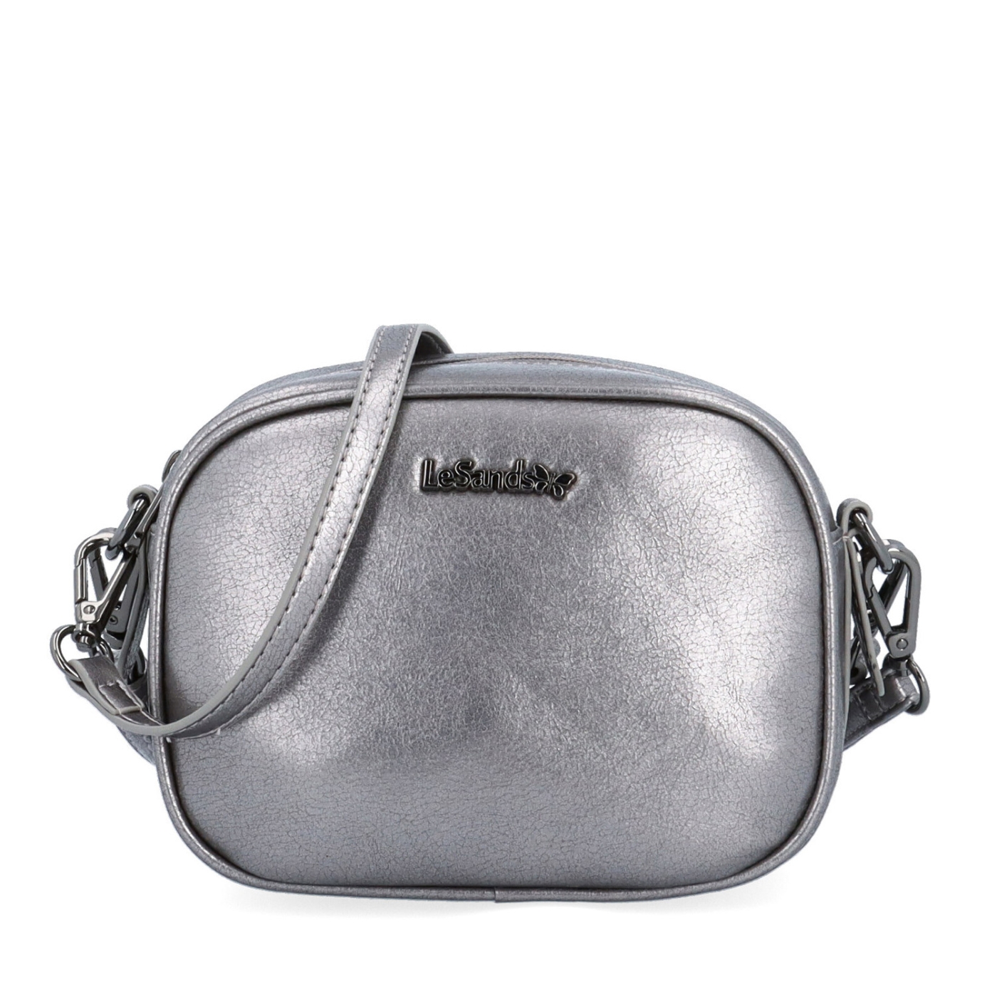 Malá crossbody kabelka s odopínateľným popruhom Le Sands materiál syntetická koža zapínanie na zips farba metalíza veľkosť malá 4370 TI Spredu