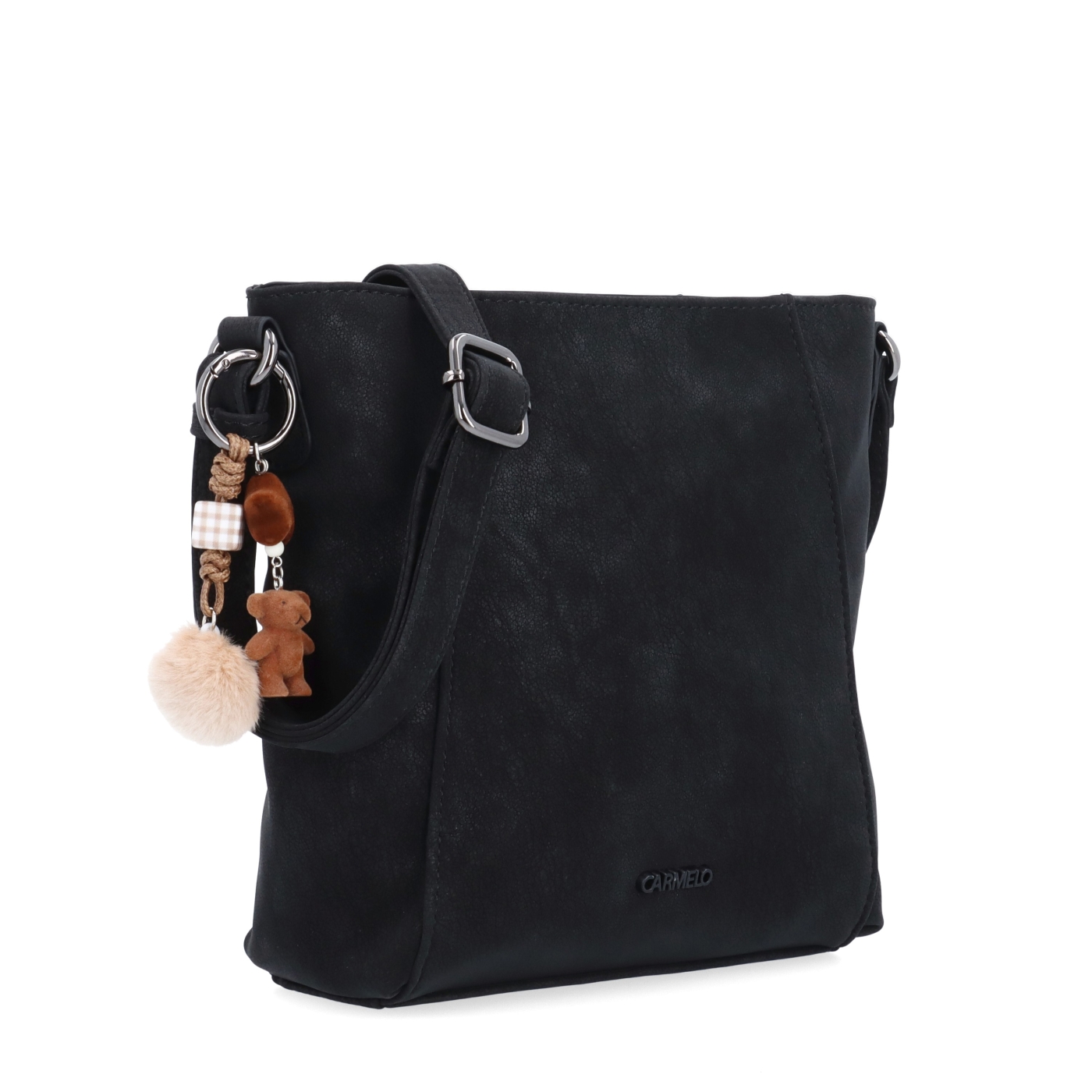 Praktická crossbody kabelka s odnímateľným príveskom Carmelo materiál syntetická koža zapínanie na zips farba čierna veľkosť malá 4662 C