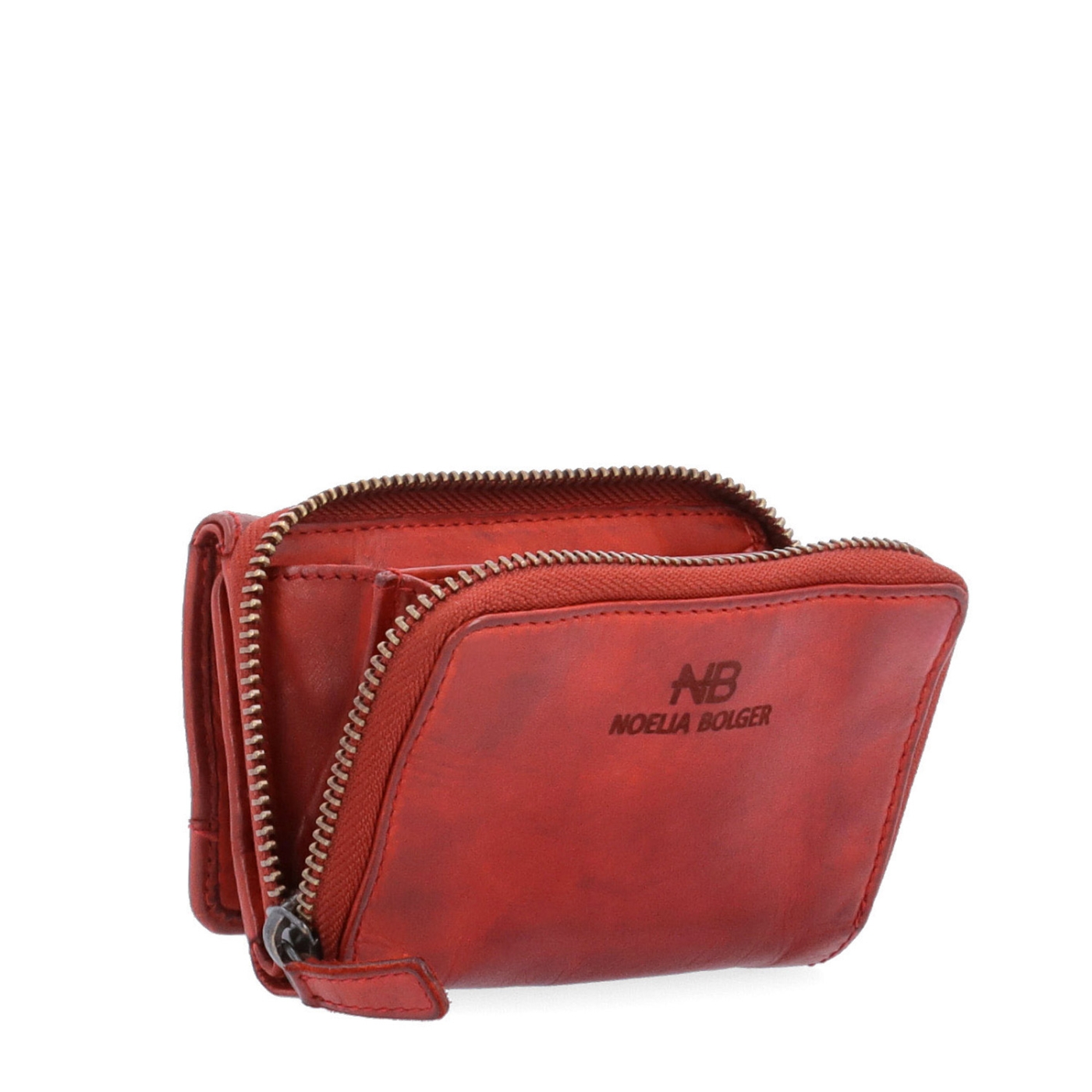 Kožená peňaženka s vreckom na zips Noelia Bolger materiál kože zapínanie na cvok farba červená veľkosť malá 5136 NB CV Polobok zozadu