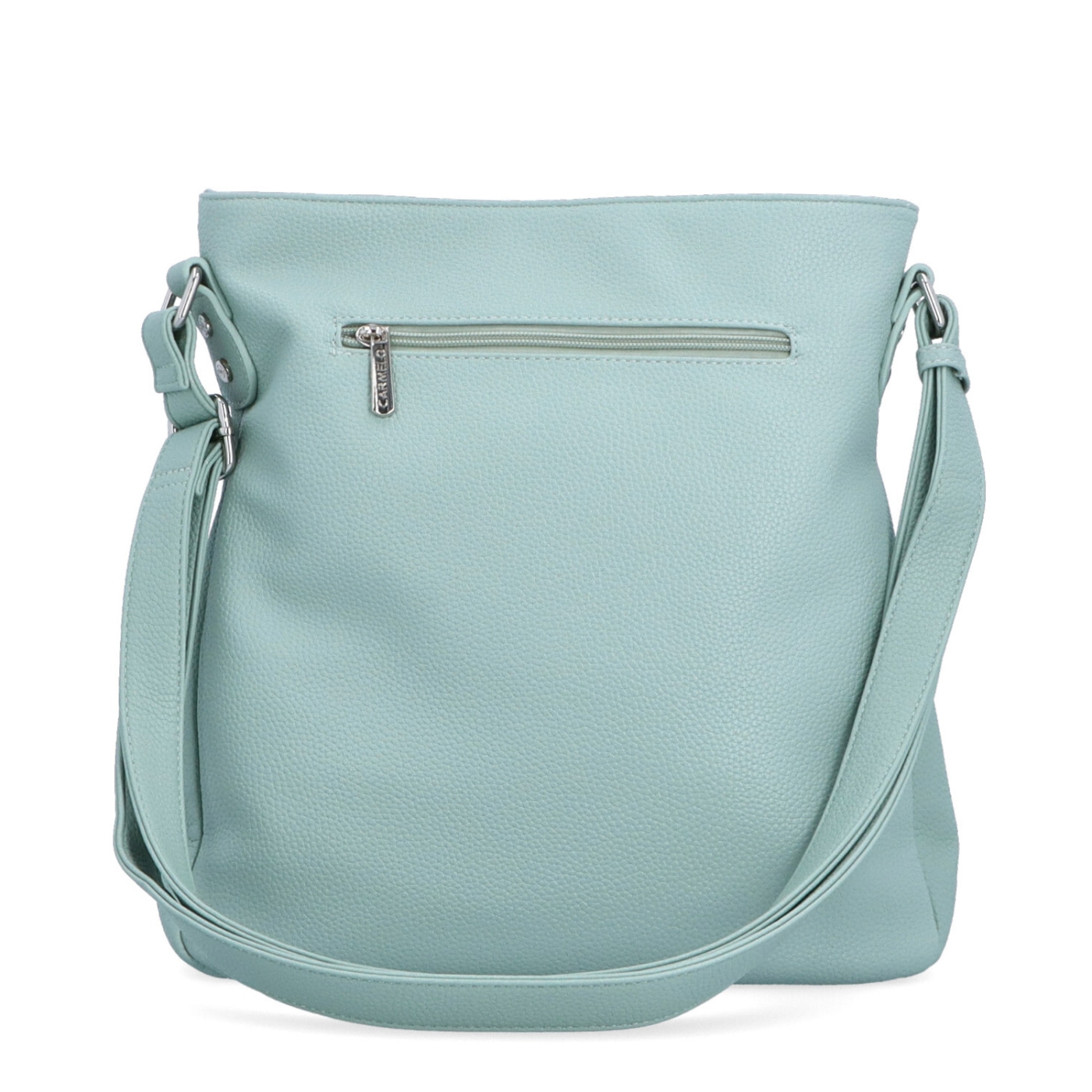Dizajnová crossbody kabelka Carmelo materiál syntetická koža zapínanie na zips farba zelená veľkosť stredná 4271 SZE Zozadu