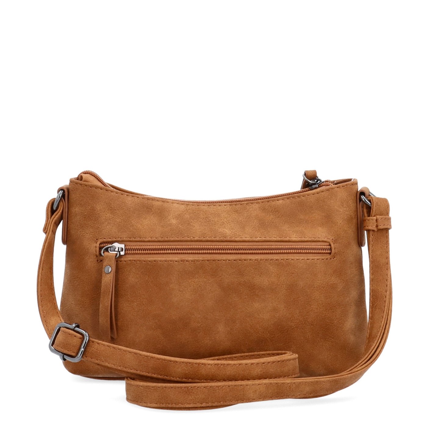Malá elegantná crossbody kabelka Tangerin materiál syntetická koža zapínanie na zips farba koňaková veľkosť malá 1109 KO Zozadu