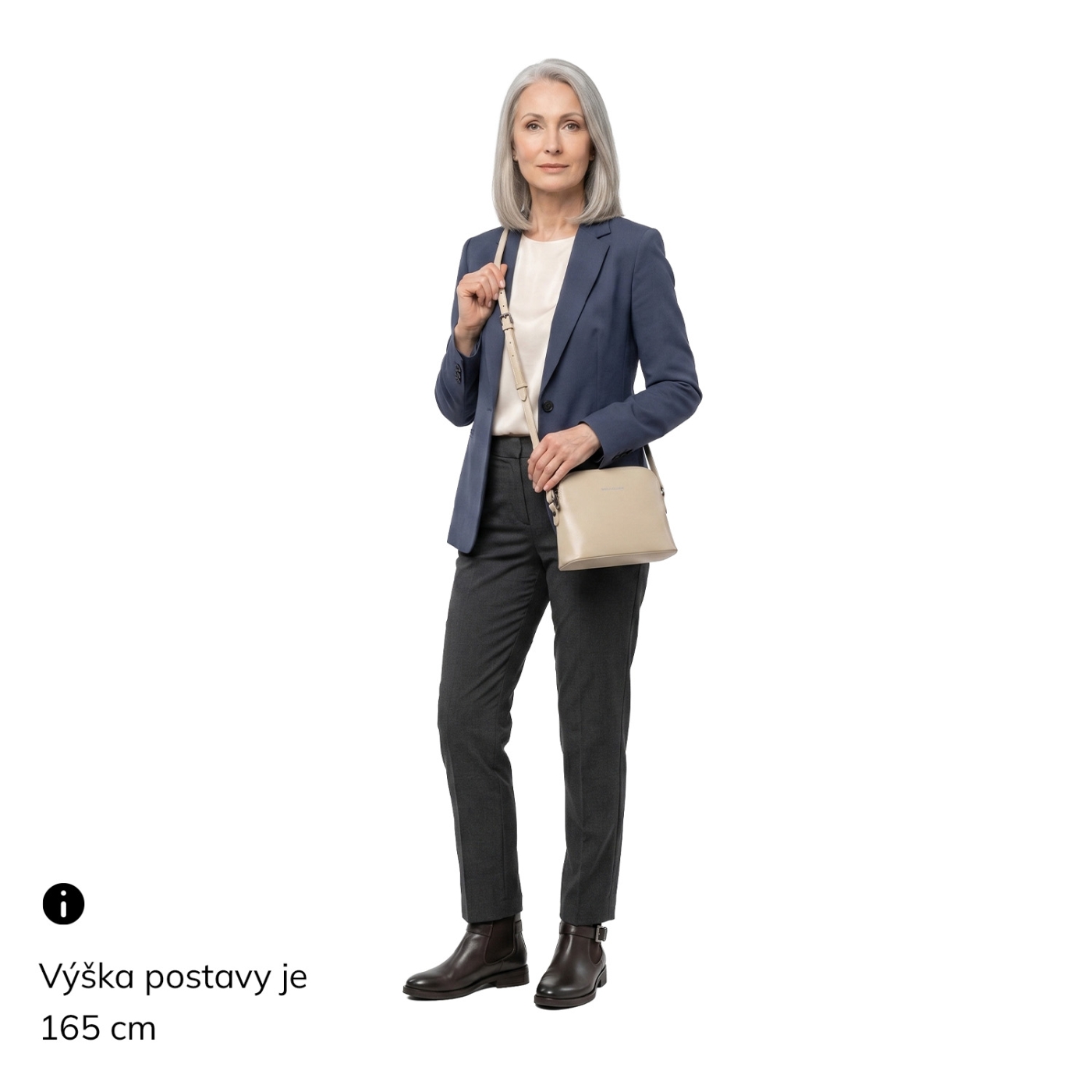 Luxusná malá kožená crossbody kabelka Noelia Bolger materiál kože zapínanie na zips farba béžová veľkosť malá NB 0080 BE Na postave