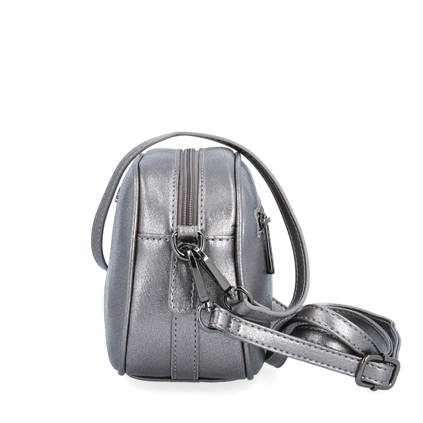 Malá crossbody kabelka s odopínateľným popruhom Le Sands materiál syntetická koža zapínanie na zips farba metalíza veľkosť malá 4370 TI Z boku