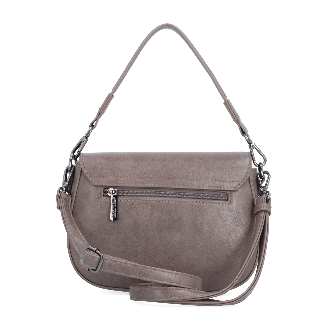 Štýlová crossbody kabelka s chlopňou Le Sands materiál syntetická koža zapínanie s chlopňou farba taupe veľkosť malá 7730 T Zozadu