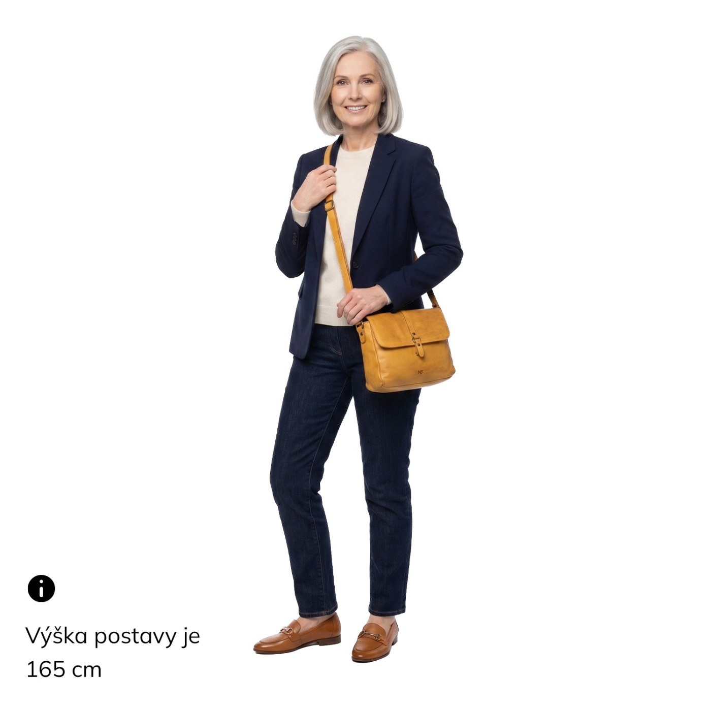 Kožená crossbody kabelka s chlopňou Noelia Bolger materiál kože zapínanie s chlopňou farba žltá veľkosť stredná NB 2416 ZLU Na postave