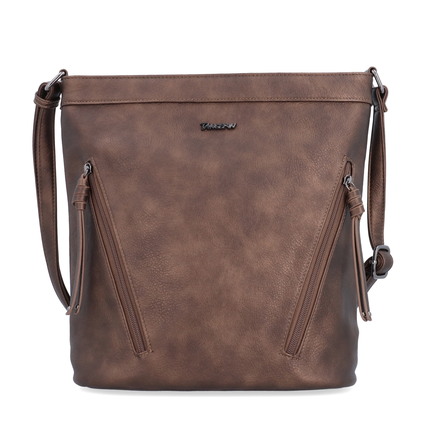Crossbody kabelka s ozdobnými zipsami Tangerin materiál syntetická koža zapínanie na zips farba metalíza veľkosť stredná 8050 BR Spredu