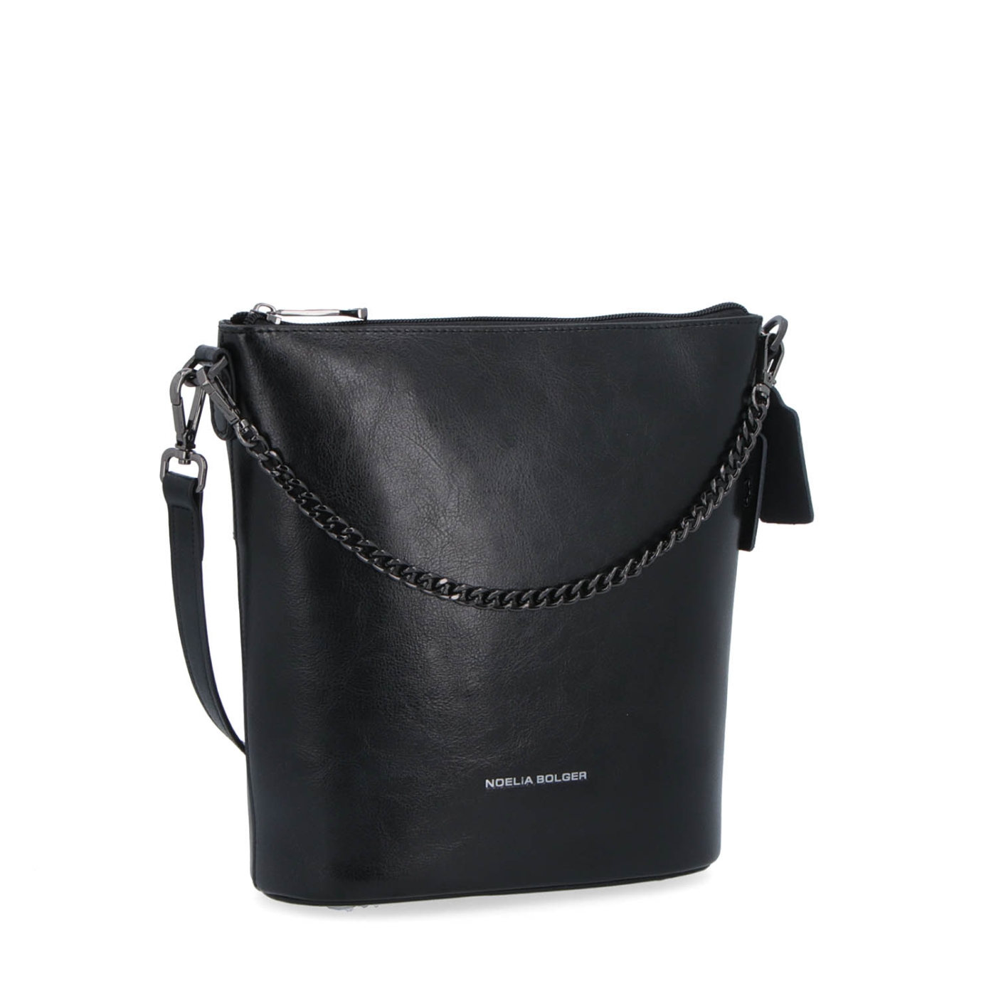 Elegantná kožená crossbody s retiazkou Noelia Bolger materiál kože zapínanie na zips farba čierna veľkosť malá NB 0048 C