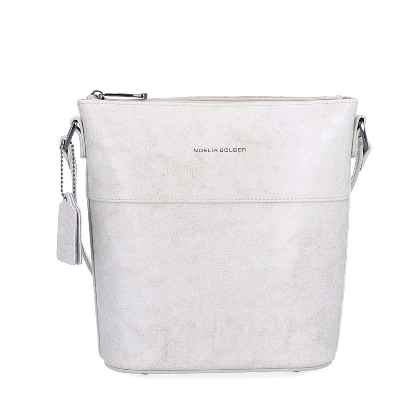 Luxusná kožená crossbody kabelka Noelia Bolger materiál kože zapínanie na zips farba biela veľkosť malá NB 0077 OW Spredu