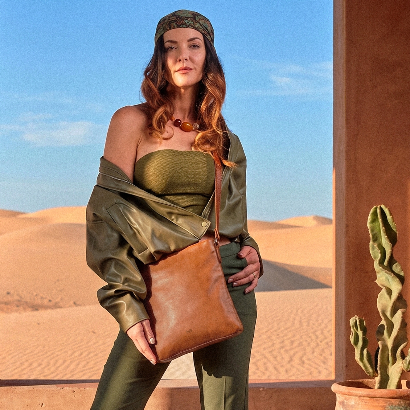 Kožená crossbody kabelka vo vintage štýle Noelia Bolger materiál kože zapínanie na zips farba koňaková veľkosť malá NB 2001 KO Lifestyle