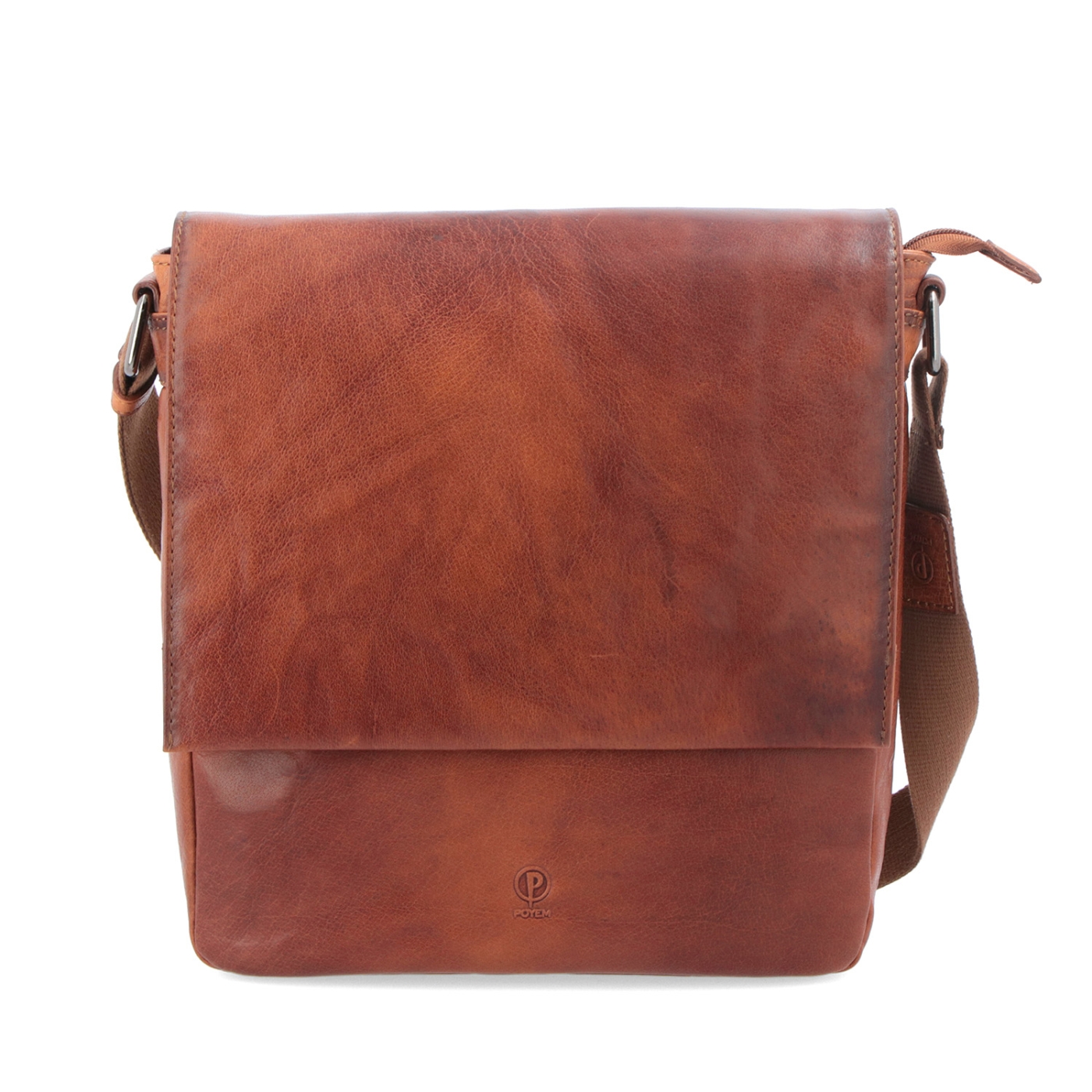 Kožená crossbody s chlopňou Poyem materiál kože zapínanie s chlopňou farba koňaková veľkosť stredná 2207 Poyem KO Spredu