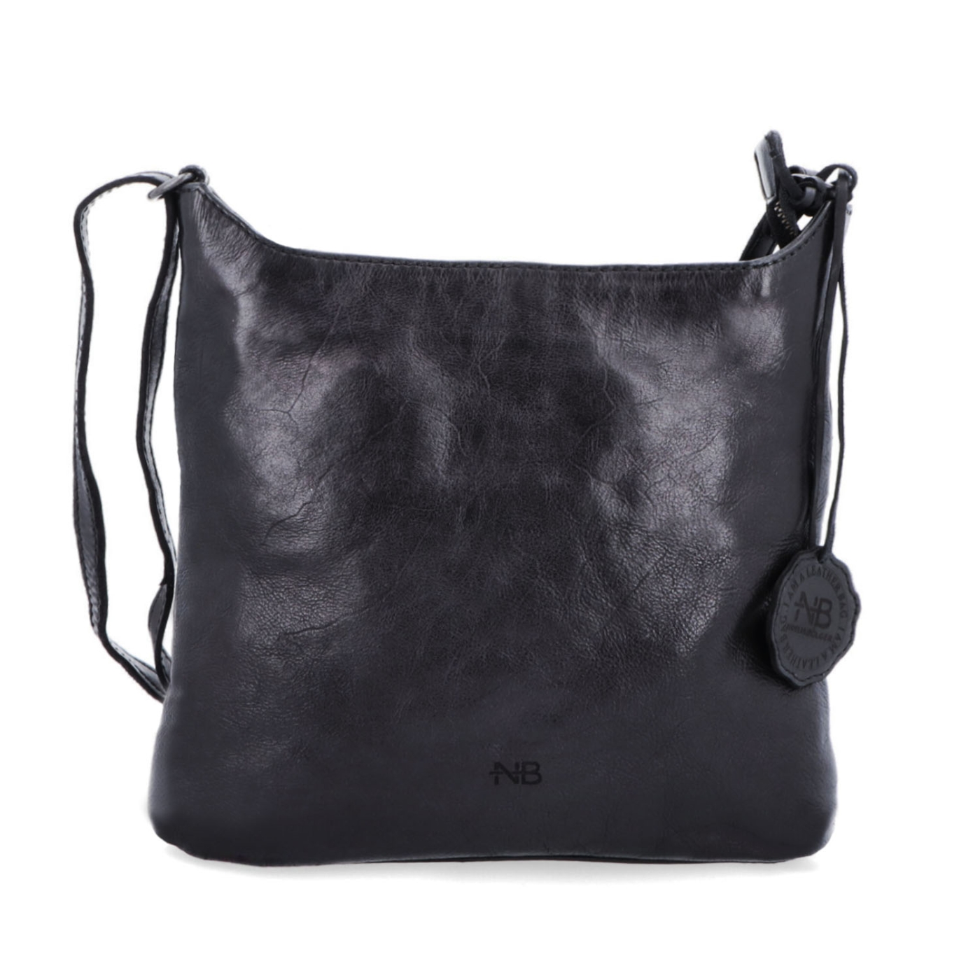 Kožená crossbody kabelka na každý deň Noelia Bolger materiál kože zapínanie na zips farba čierna veľkosť malá NB 2404 C Spredu