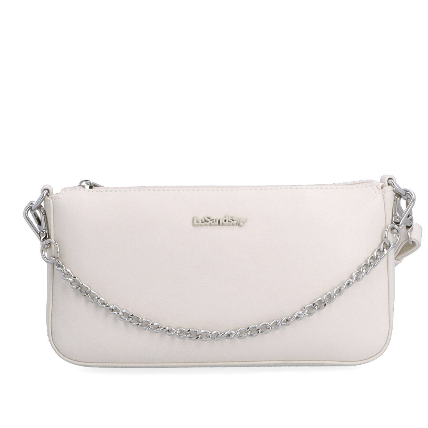 Malá crossbody kabelka s ozdobnou retiazkou Le Sands materiál syntetická koža zapínanie na zips farba béžová veľkosť malá 7714 BE Spredu