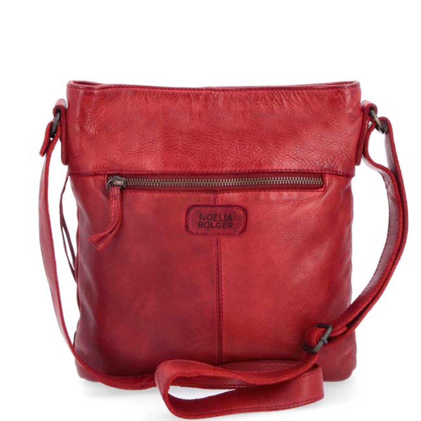 Kožená crossbody kabelka vo vintage štýle Noelia Bolger materiál kože zapínanie na zips farba červená veľkosť malá NB 2001 CV Zozadu