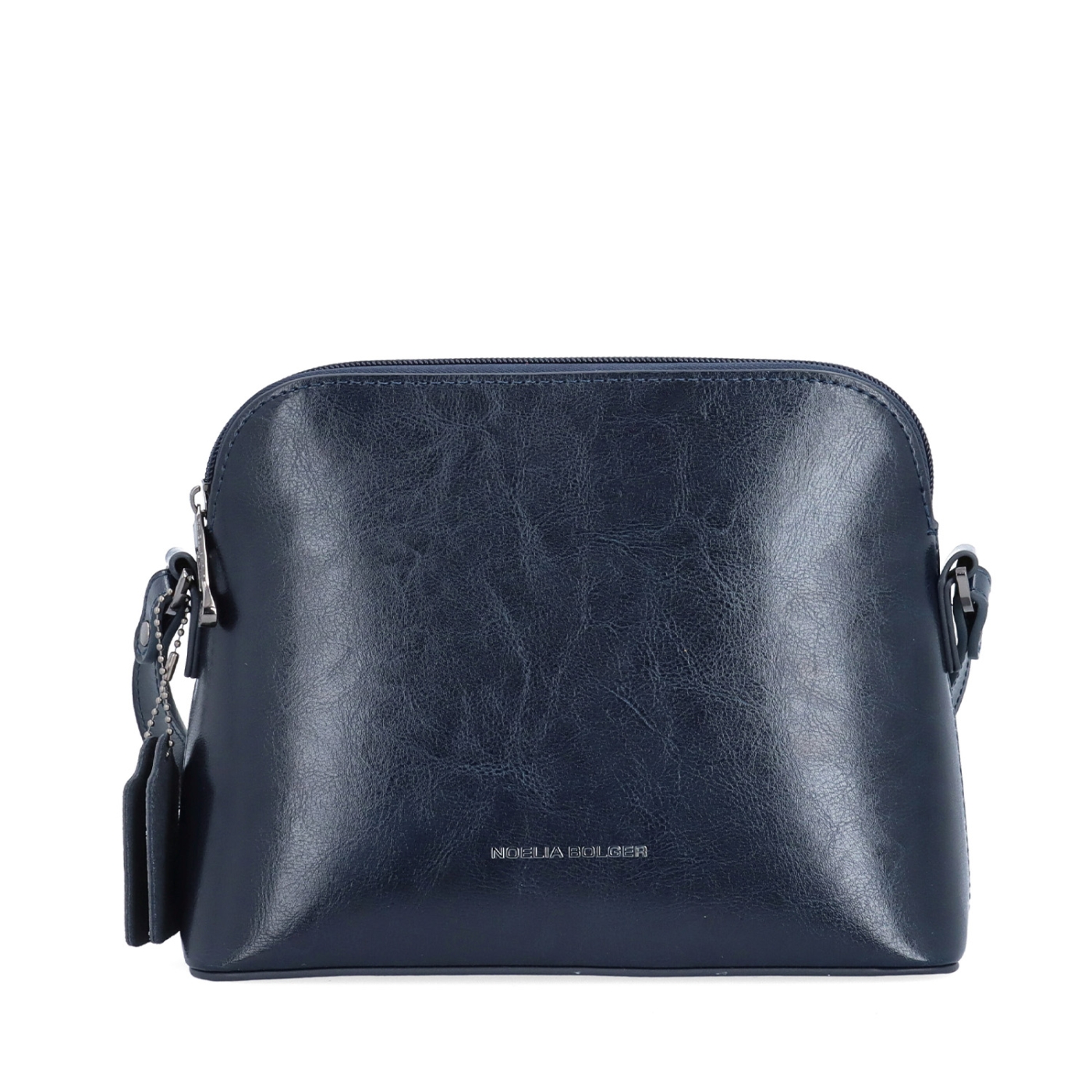 Minimalistická kožená crossbody kabelka na každý deň Noelia Bolger materiál kože zapínanie na zips farba modrá veľkosť malá NB 0116 TM Spredu