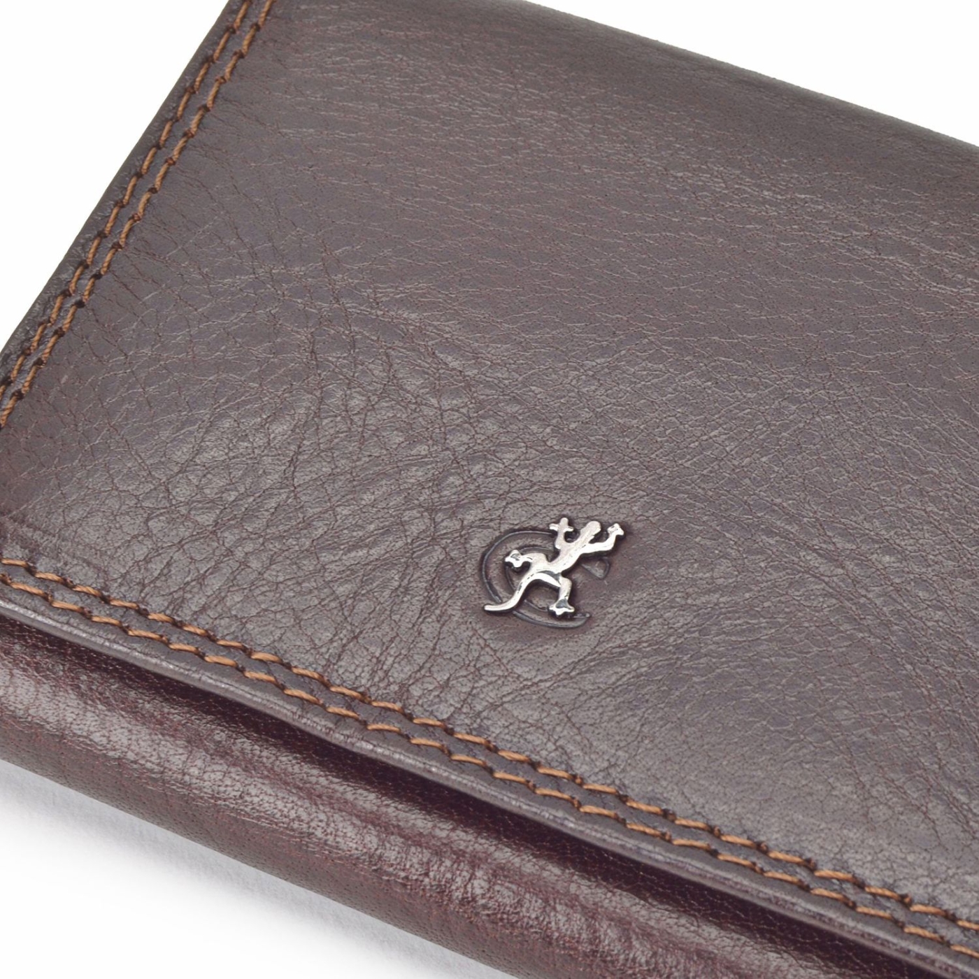Módna kožená peňaženka Cosset materiál kože zapínanie na cvok farba hnedá veľkosť malá 4508 Komodo H Logo