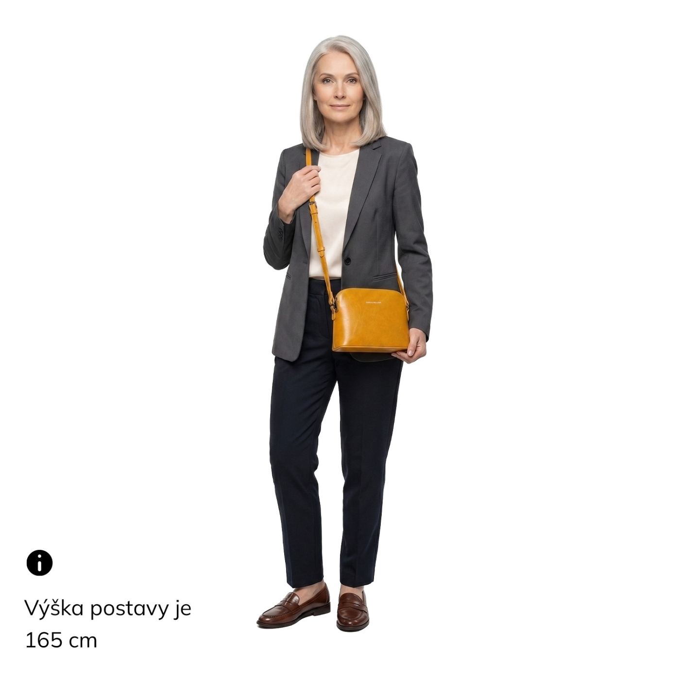 Luxusná malá kožená crossbody kabelka Noelia Bolger materiál kože zapínanie na zips farba žltá veľkosť malá NB 0080 ZLU Na postave