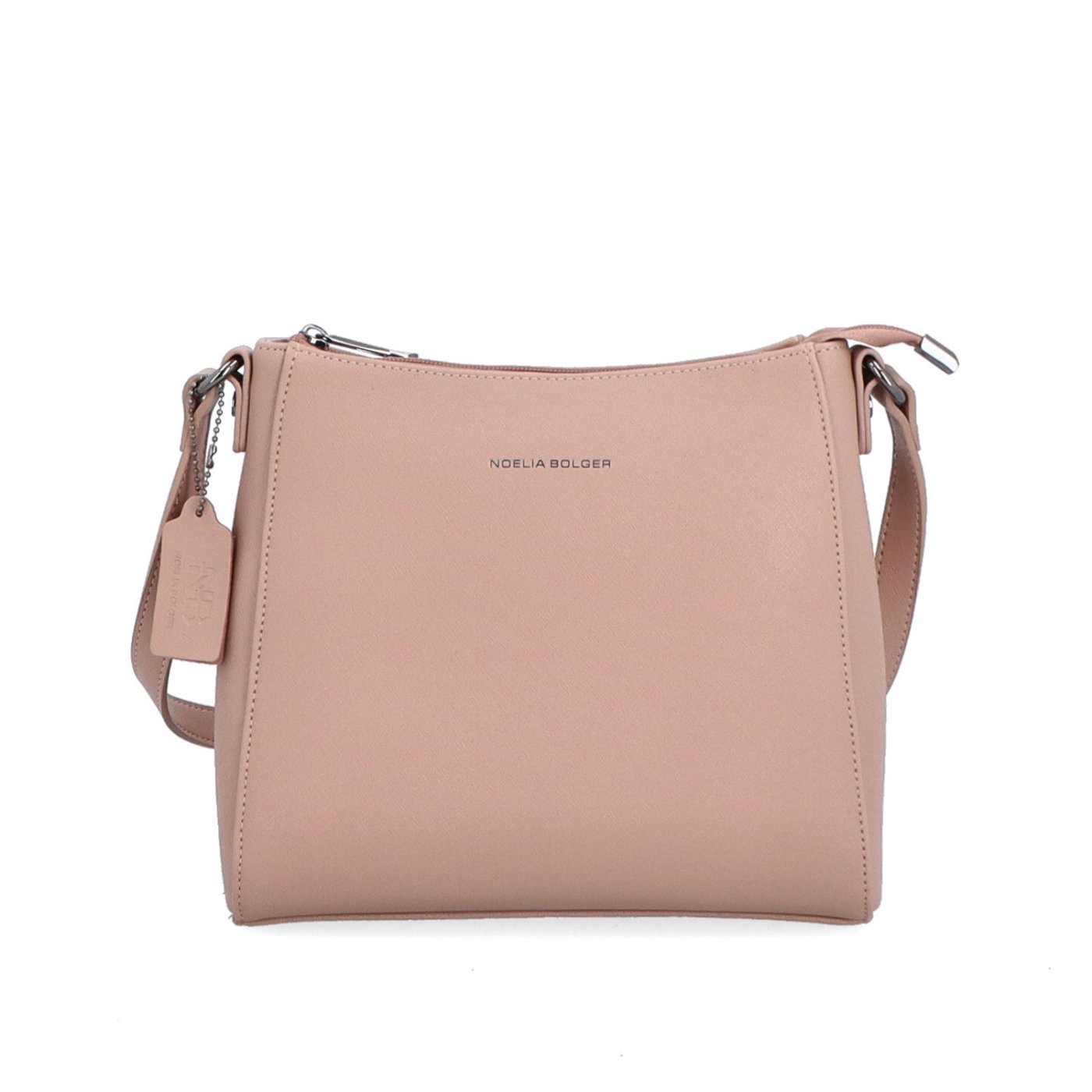 Kožená crossbody kabelka Noelia Bolger materiál kože zapínanie na zips farba nude veľkosť malá NB 0074 N Spredu