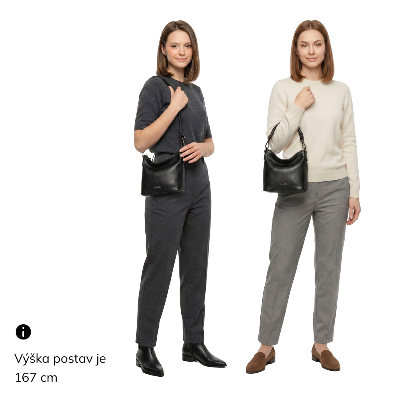 Elegantná kabelka s jemným leskom a praktickým tvarom Le Sands materiál syntetická koža zapínanie na zips farba metalíza veľkosť malá 4368 BR Na postave