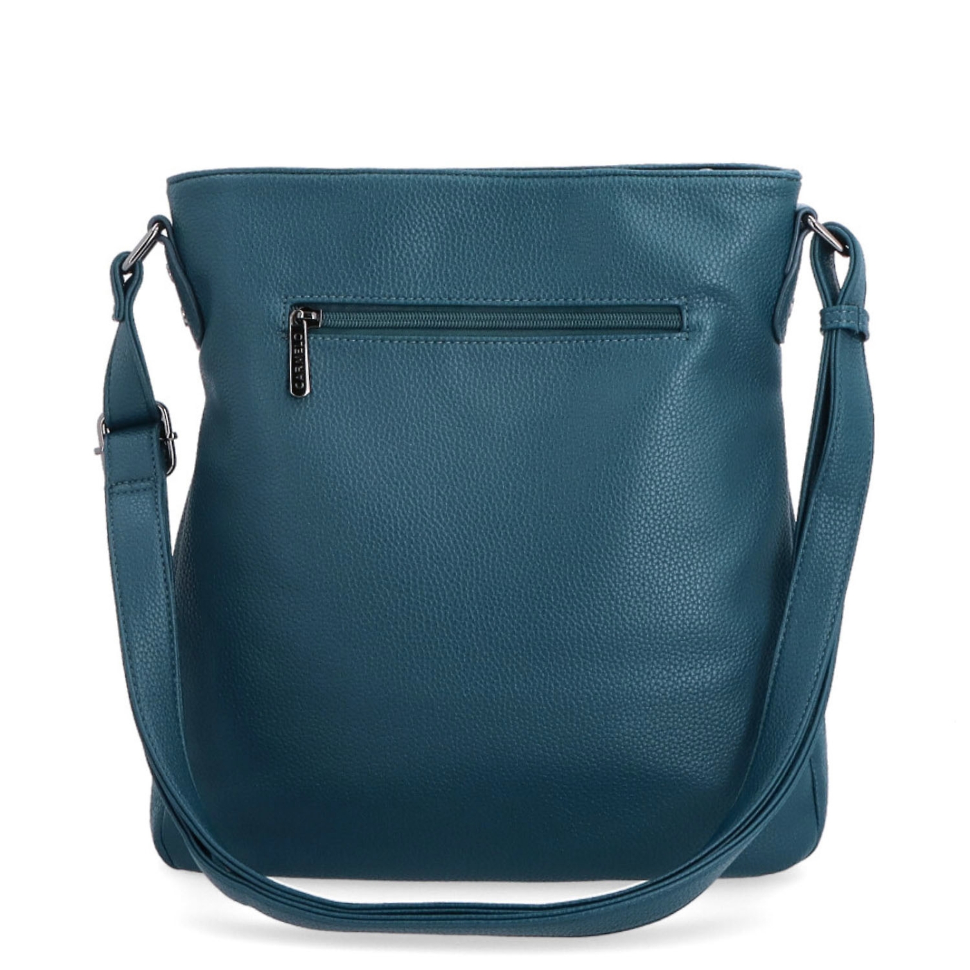 Dizajnová crossbody kabelka Carmelo materiál syntetická koža zapínanie na zips farba zelená veľkosť stredná 4271 PE Zozadu