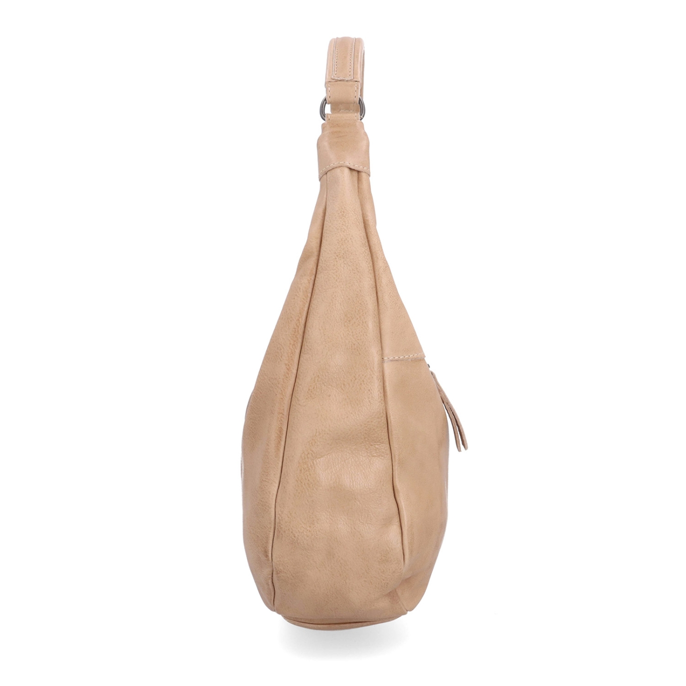 Kožená hobo kabelka s dvoma vreckami na zips Noelia Bolger materiál kože zapínanie na zips farba béžová veľkosť stredná NB 2426 BE Z boku