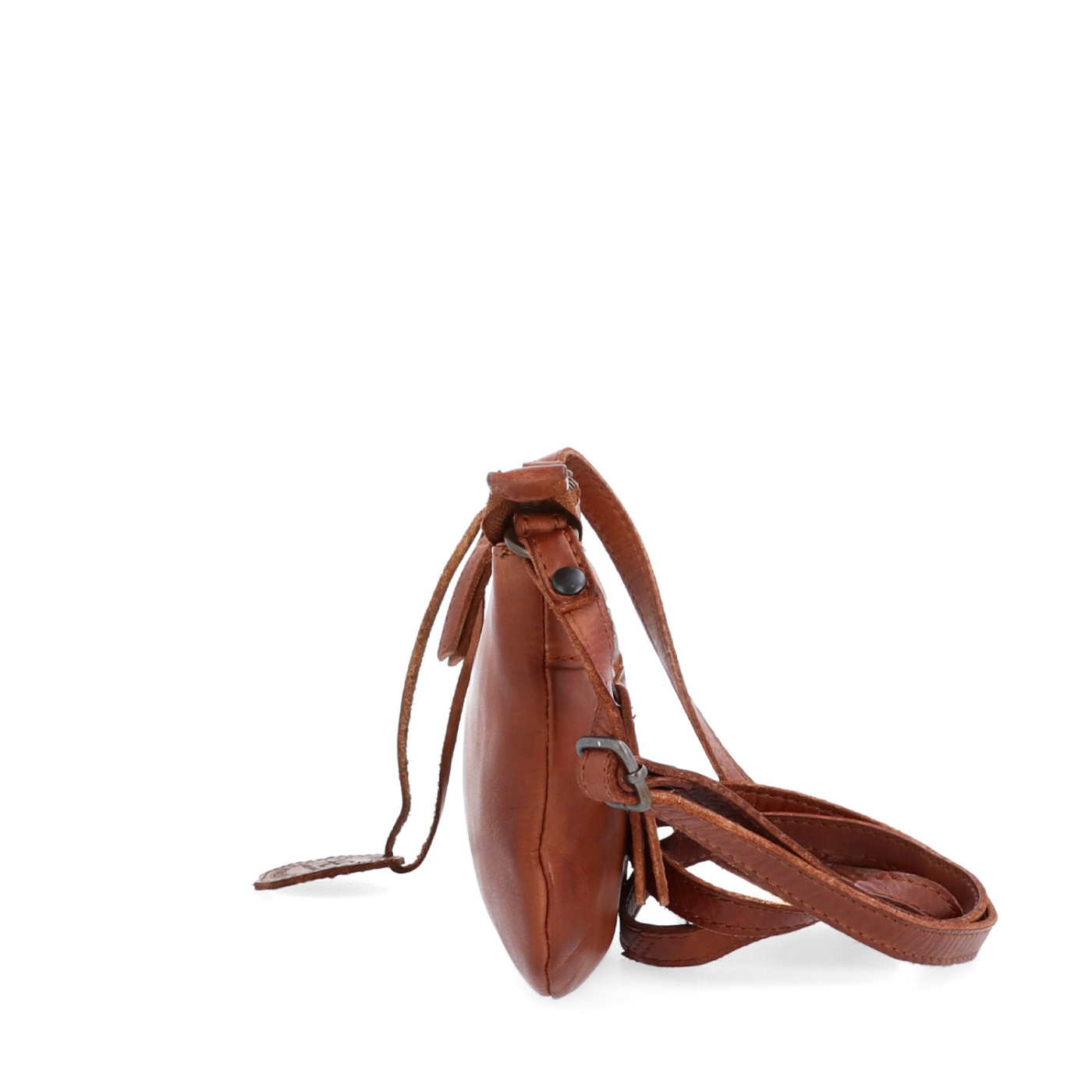 Malá elegantná kožená crossbody kabelka Noelia Bolger materiál kože zapínanie na zips farba koňaková veľkosť malá NB 2420 KO Z boku