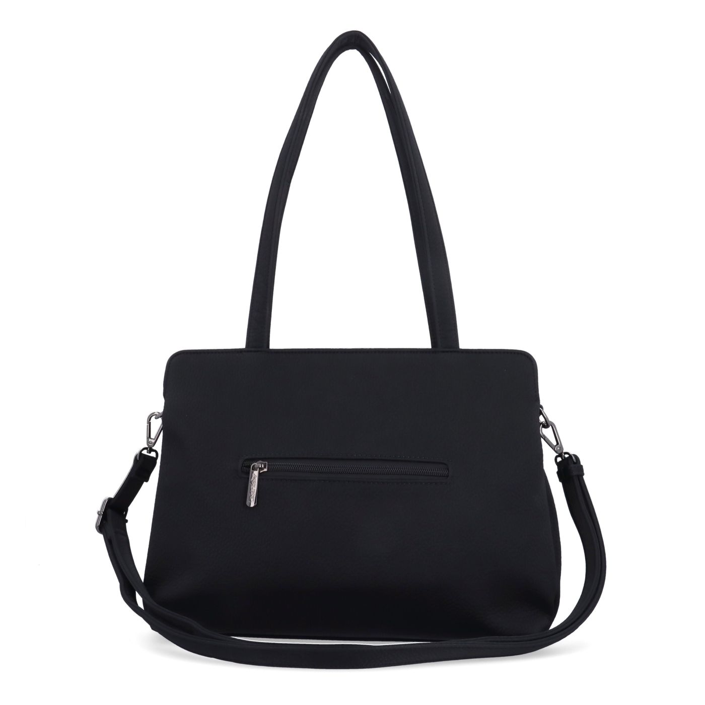Elegantná kabelka s odnímateľným crossbody popruhom Le Sands materiál syntetická koža zapínanie na zips farba čierna veľkosť stredná 4649 C Zozadu