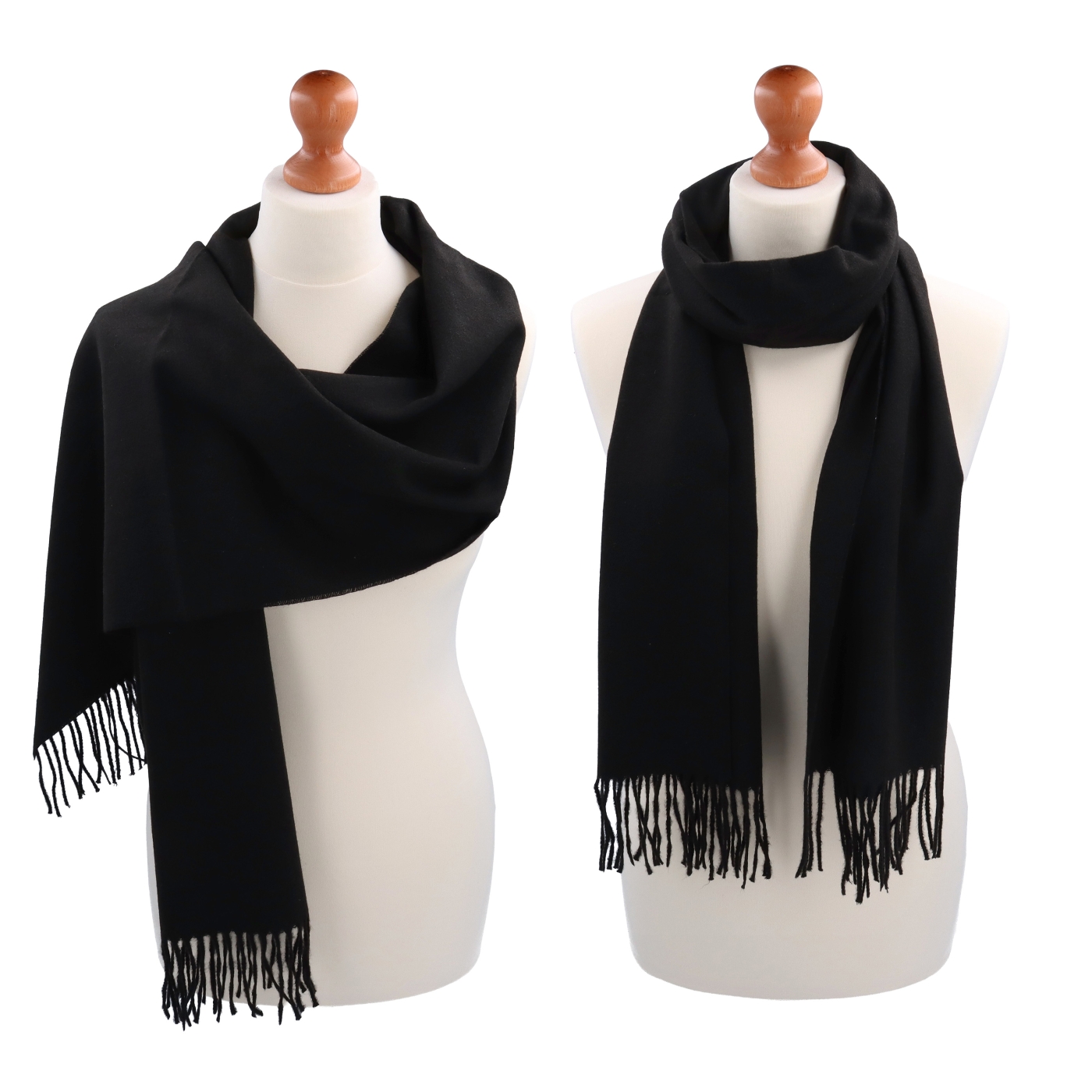 Príjemný šál so strapcami na každý deň Noelia Bolger materiál Polyester s prímesou vlny farba čierna KZ005 - 01