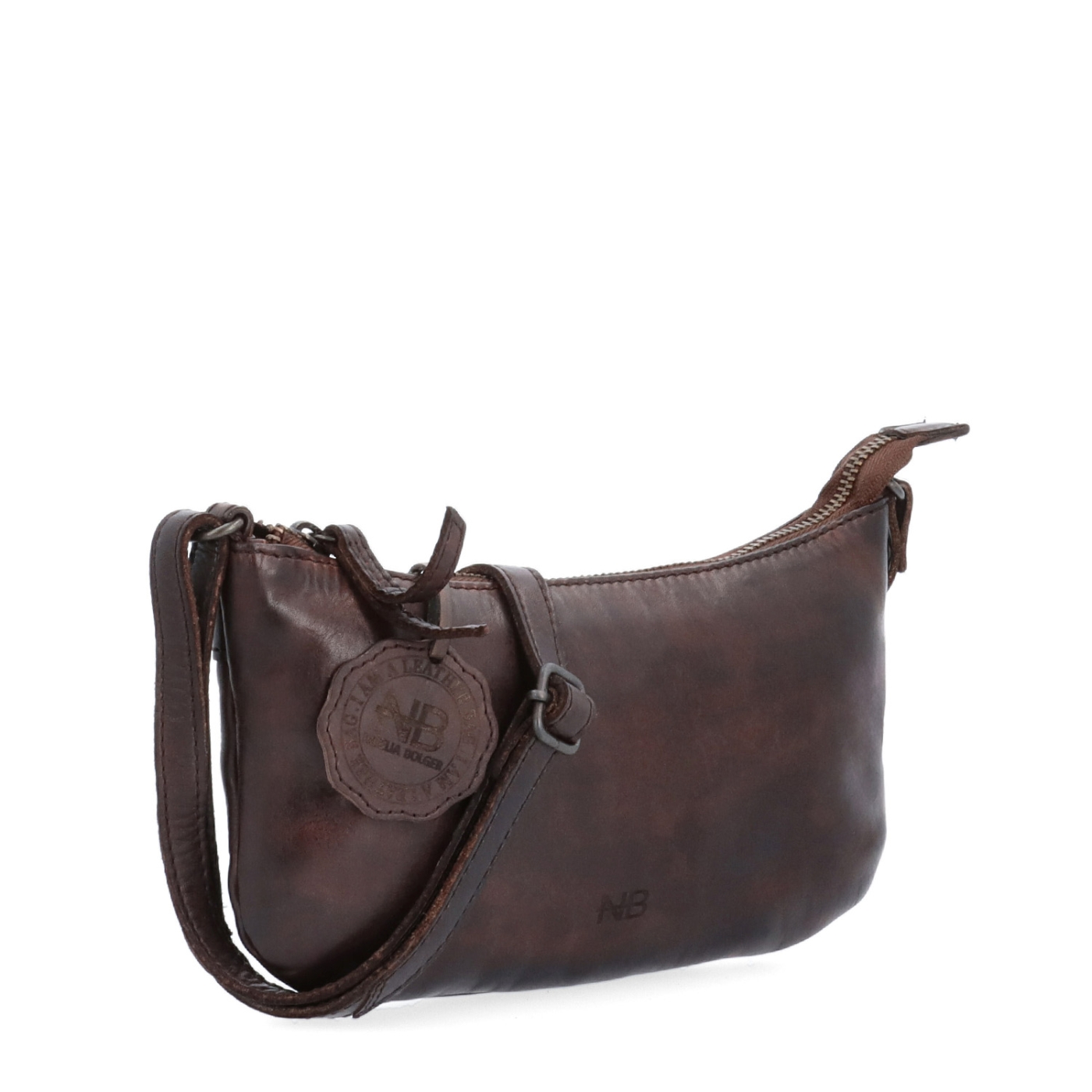 Malá elegantná kožená crossbody kabelka Noelia Bolger materiál kože zapínanie na zips farba hnedá veľkosť malá NB 2420 H
