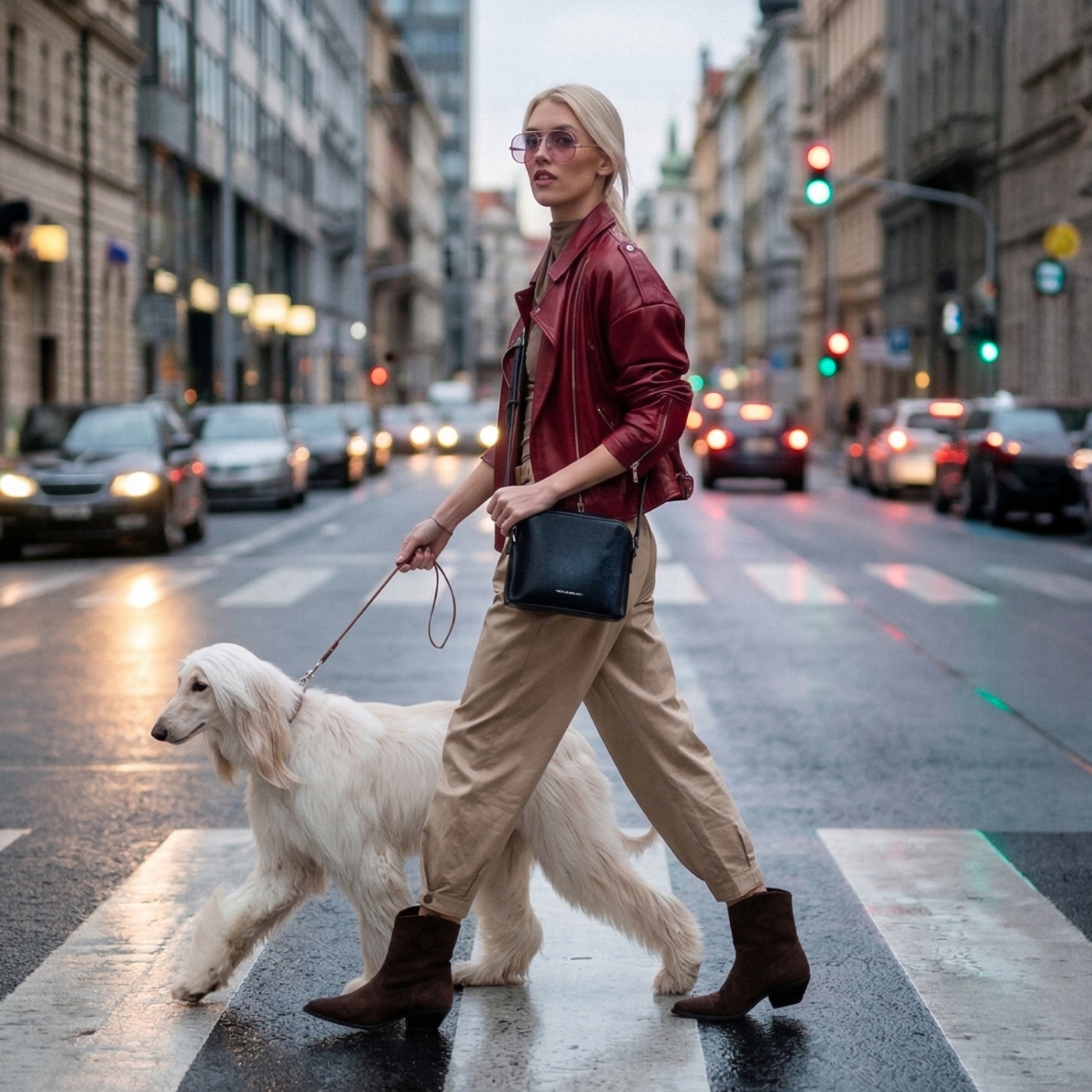 Minimalistická kožená crossbody kabelka na každý deň Noelia Bolger materiál kože zapínanie na zips farba čierna veľkosť malá NB 0116 C Lifestyle