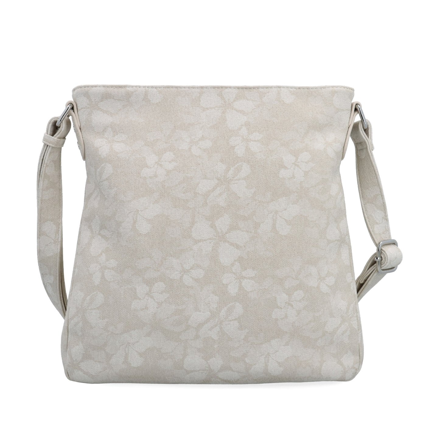Crossbody kabelka s jemným kvetinovým vzorom Carmelo materiál syntetická koža zapínanie na zips farba béžová veľkosť stredná 4601 BE Spredu