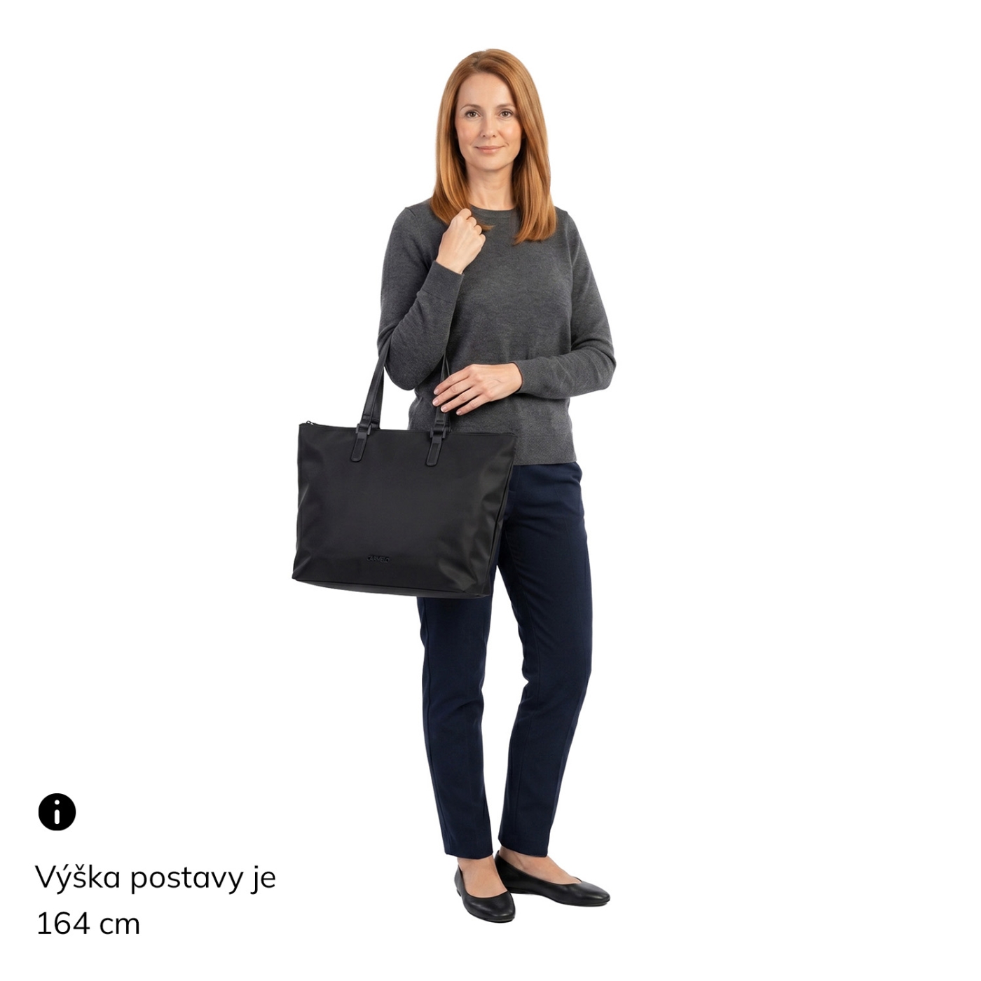 Dizajnová biznis taška cez rameno Carmelo materiál nylon zapínanie na zips farba čierna veľkosť veľká 6610 C LE Na postave