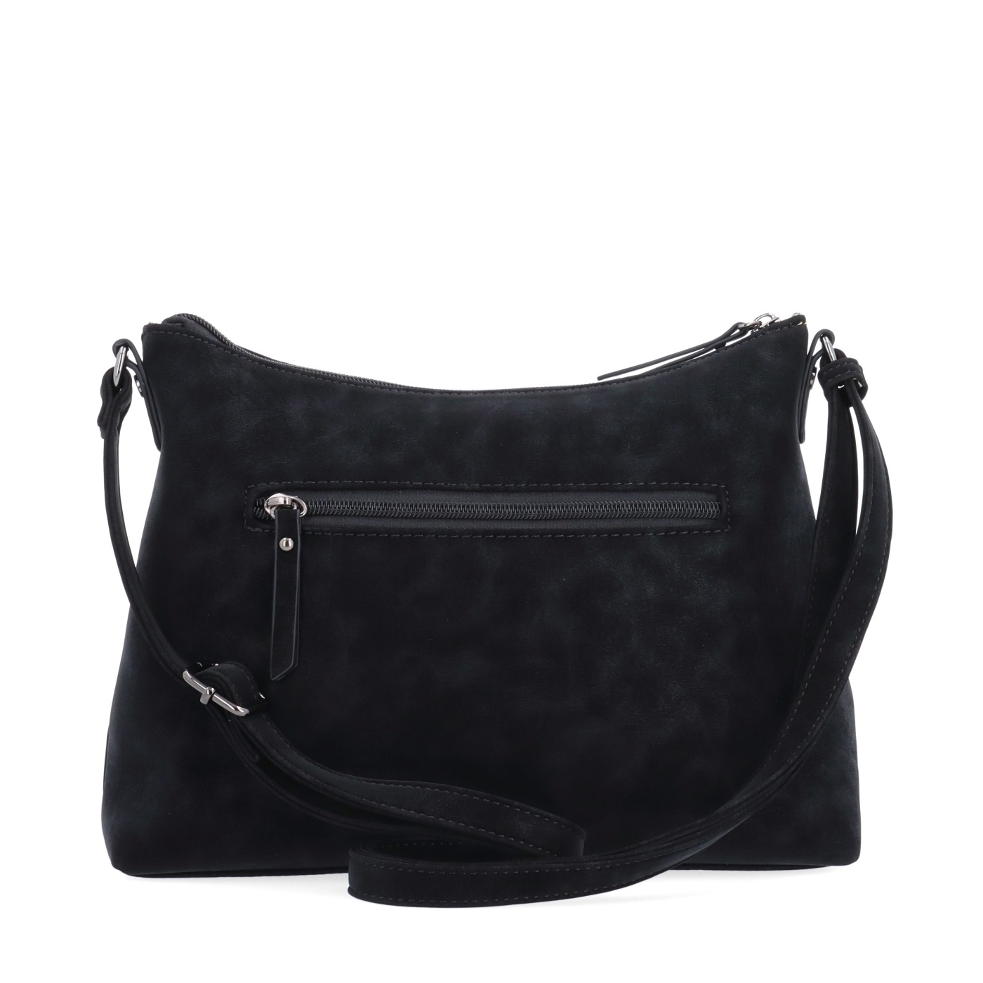 Dámska elegantná crossbody kabelka Tangerin materiál syntetická koža zapínanie na zips farba čierna veľkosť malá 1110 C Zozadu